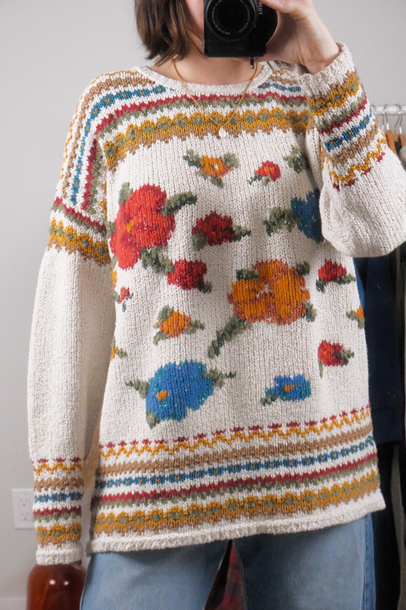 Vintage x Patterned Knit Sweater (L)