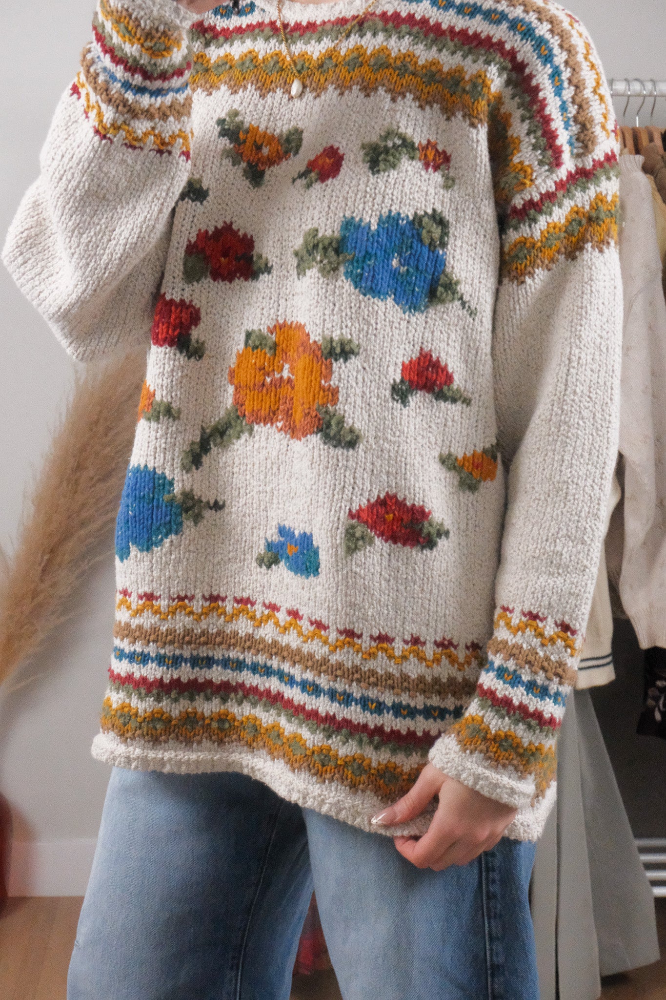 Vintage x Patterned Knit Sweater (L)
