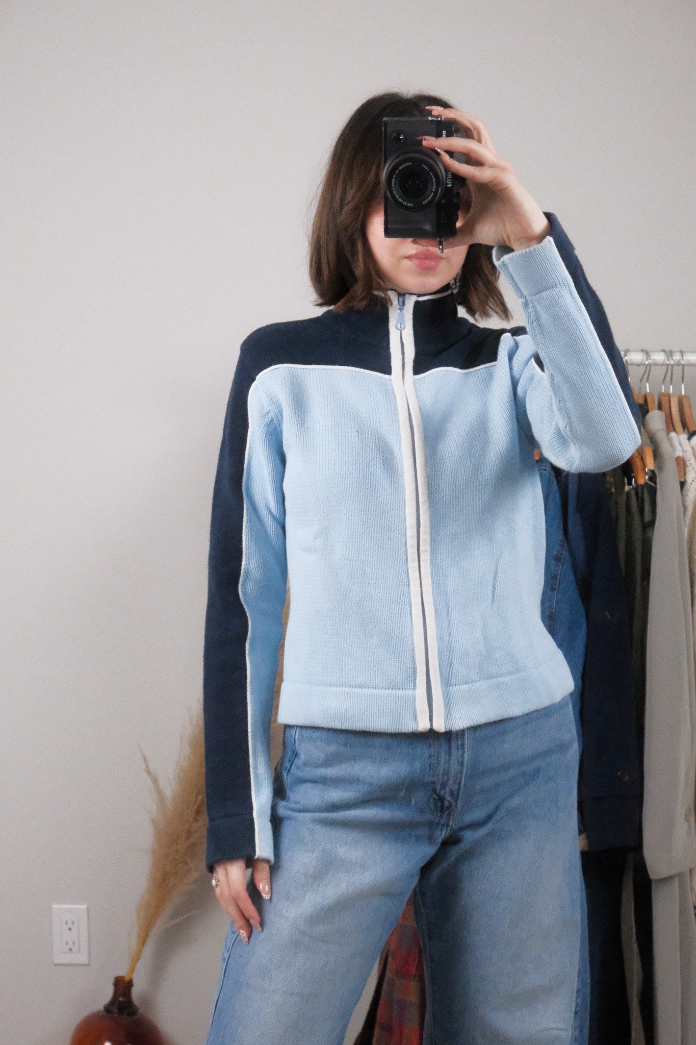 Made in Korea x Vintage x Cotton Zip-Up Knit (M/L)