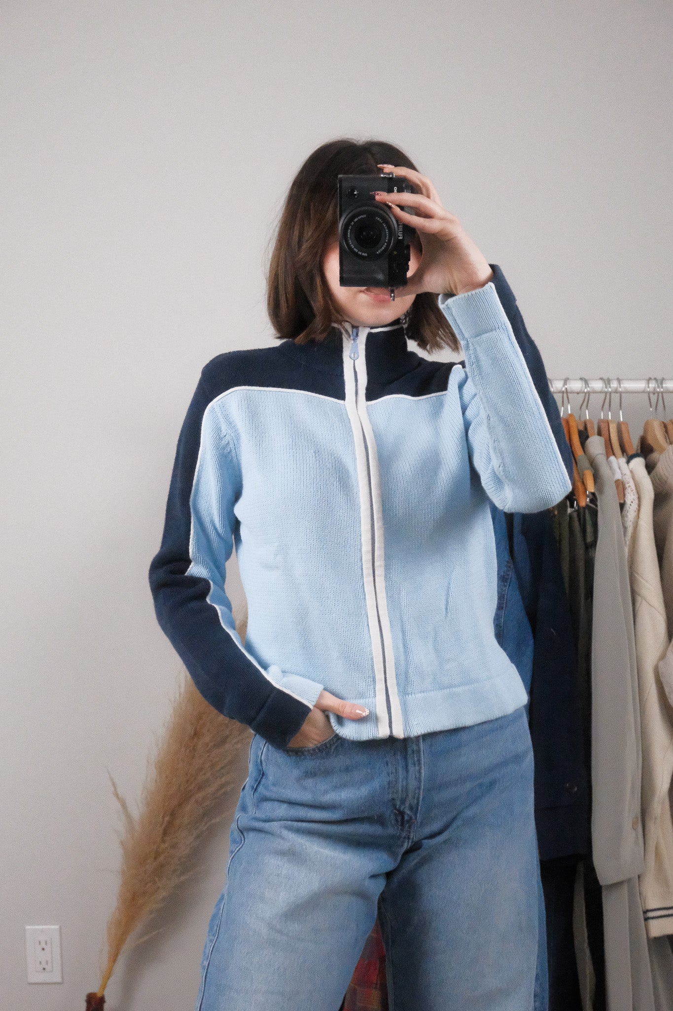 Made in Korea x Vintage x Cotton Zip-Up Knit (M/L)