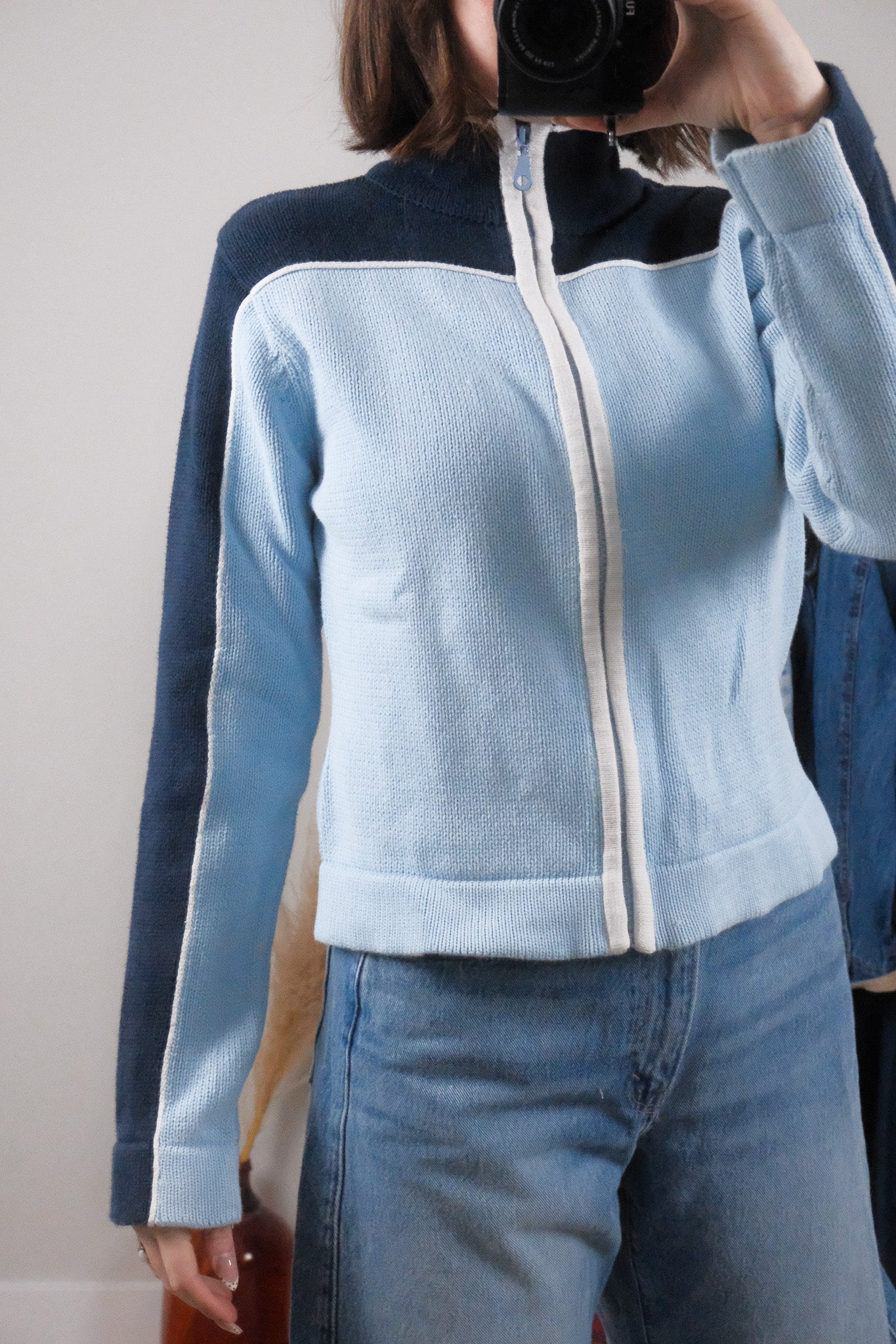 Made in Korea x Vintage x Cotton Zip-Up Knit (M/L)