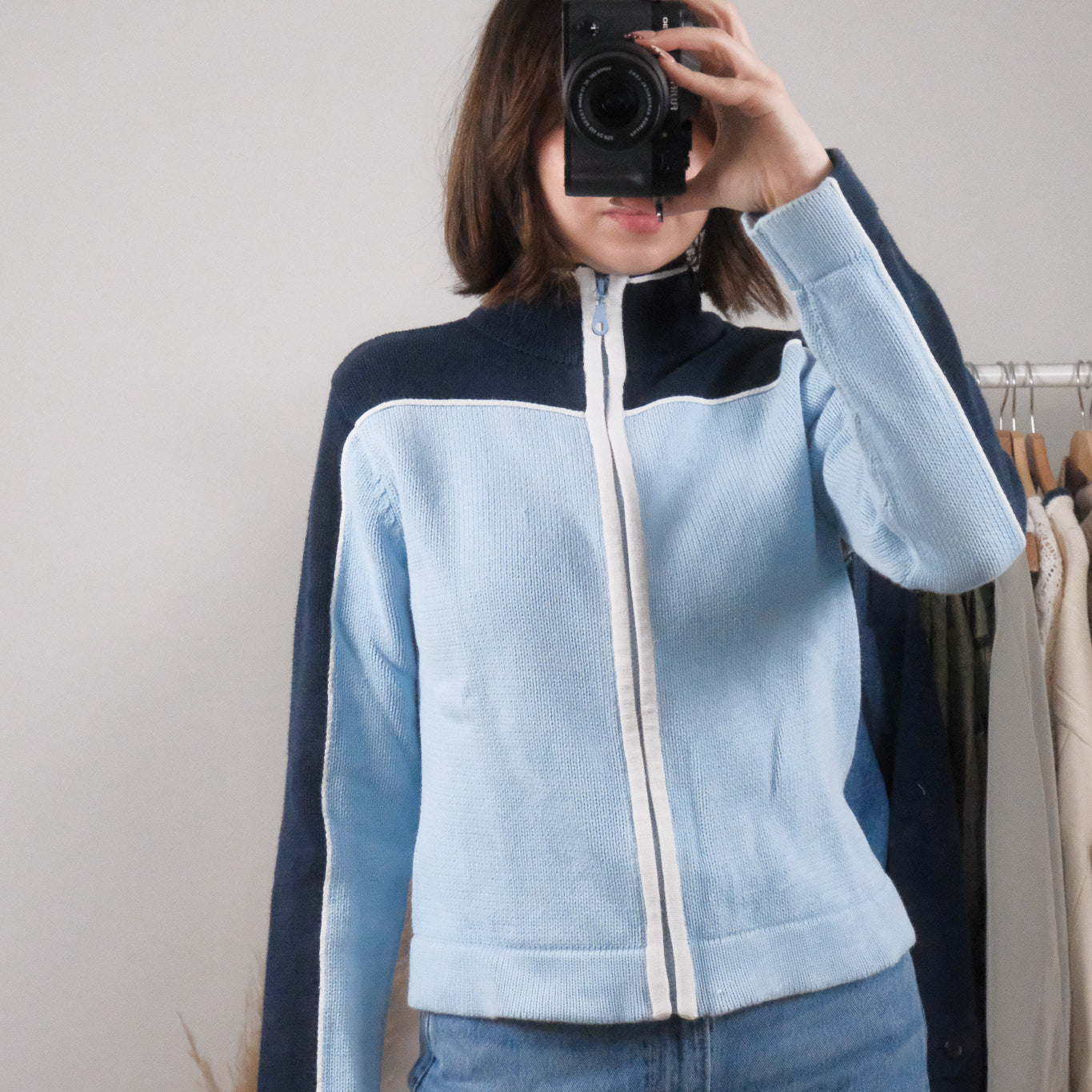 Made in Korea x Vintage x Cotton Zip-Up Knit (M/L)