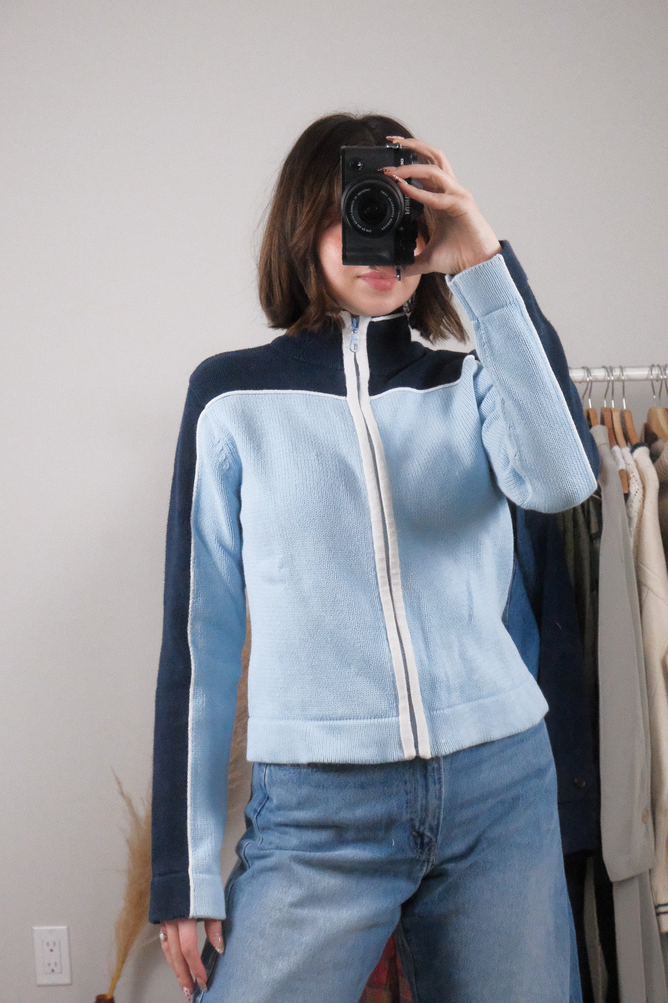 Made in Korea x Vintage x Cotton Zip-Up Knit (M/L)