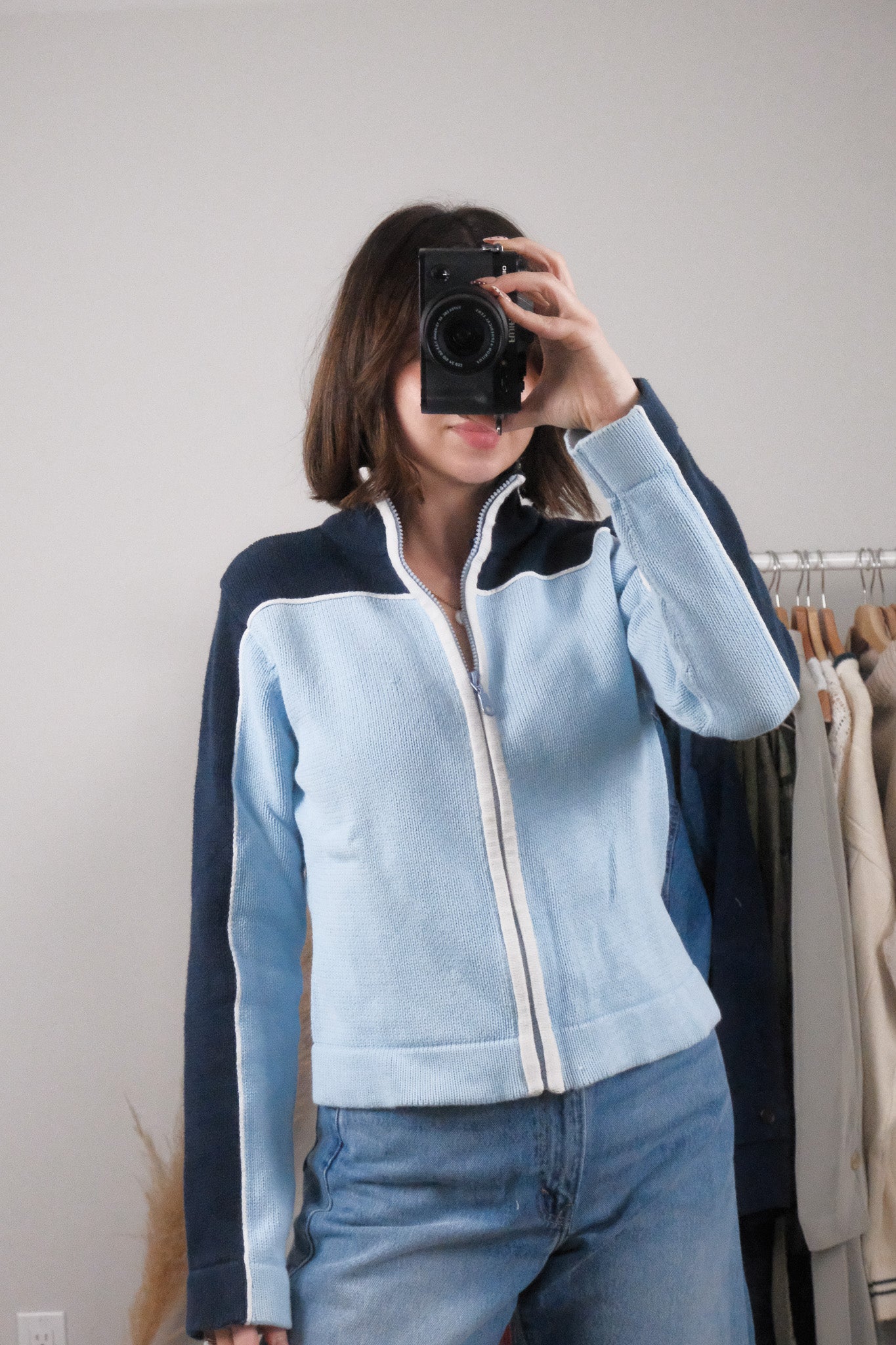 Made in Korea x Vintage x Cotton Zip-Up Knit (M/L)