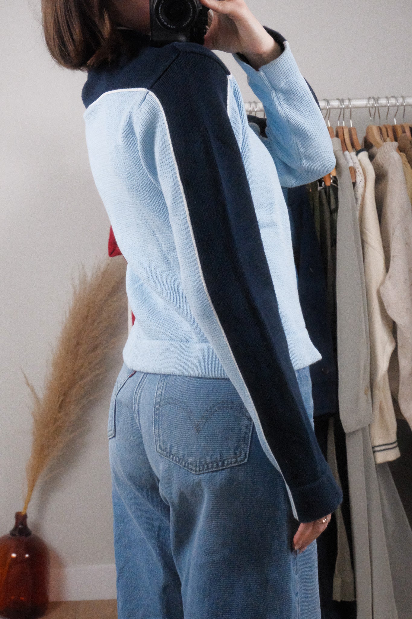 Made in Korea x Vintage x Cotton Zip-Up Knit (M/L)