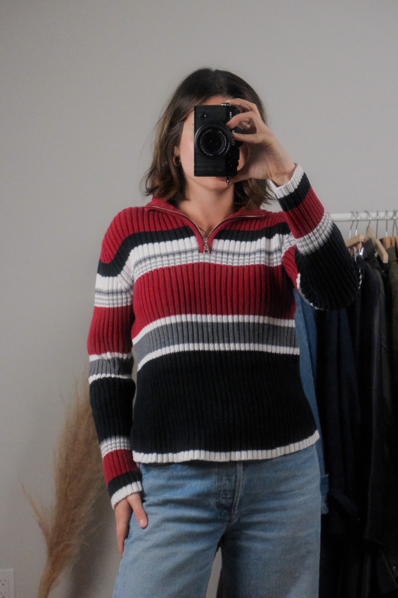 Vintage x Cotton Striped Quater Zip (M)