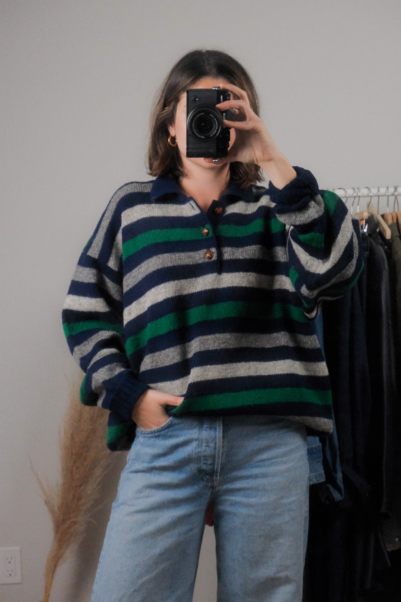 Made in Scotland x Vintage x Wool Striped Collared Knit (L/XL)