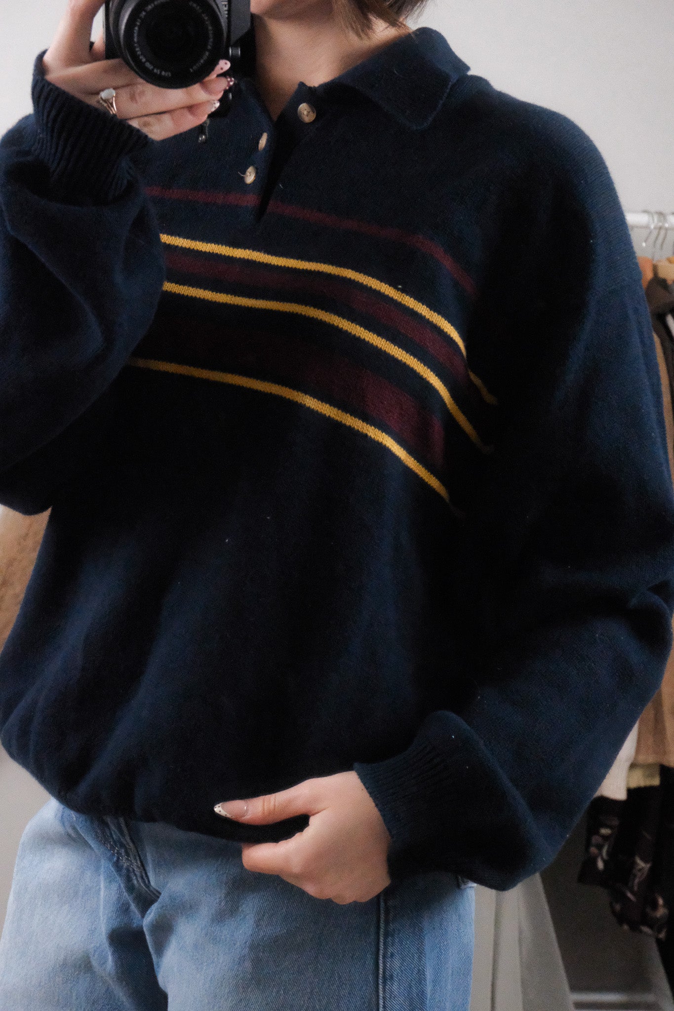 Vintage x Eddie Bauer x Cotton Striped Collared Knit (XXL)