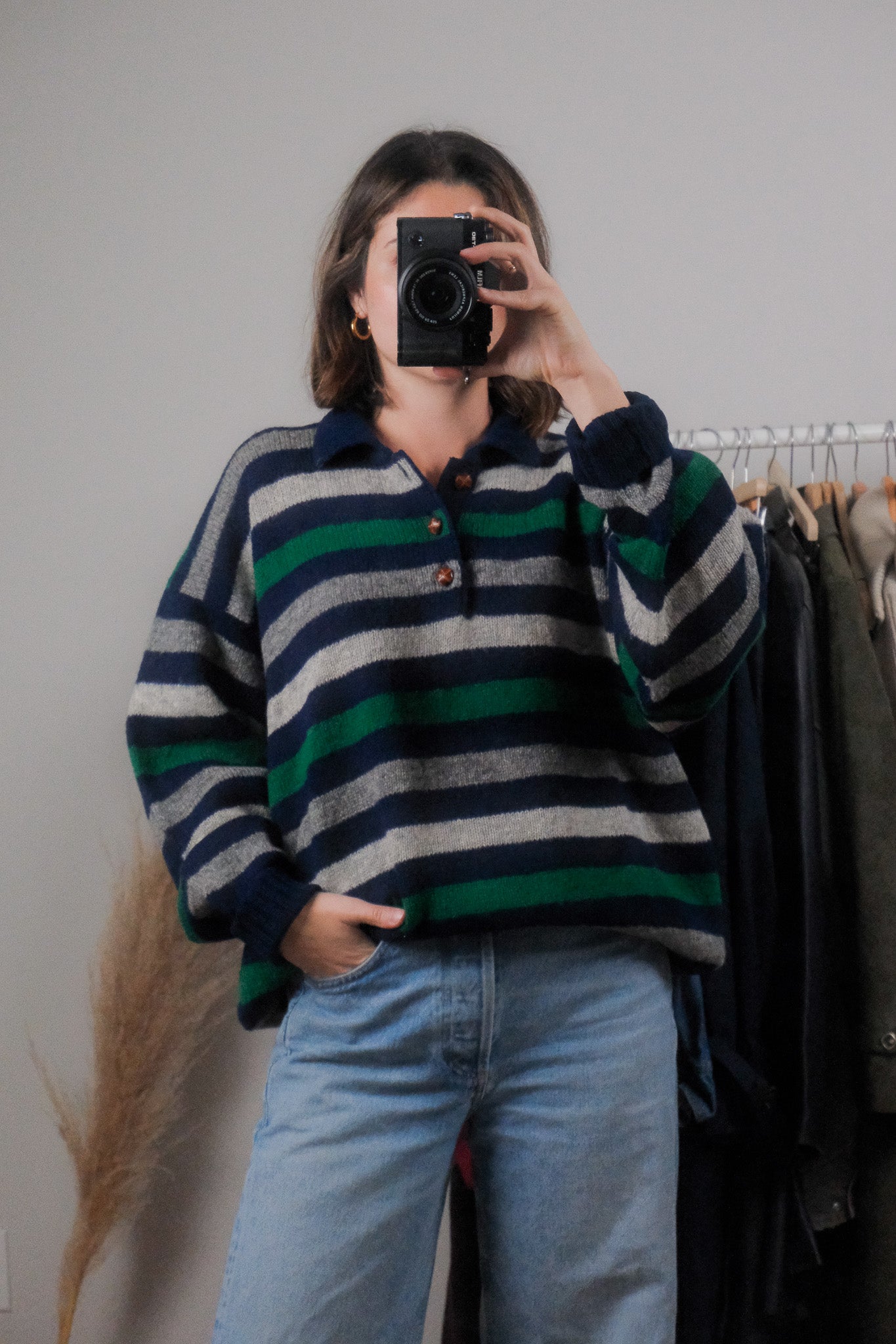 Made in Scotland x Vintage x Wool Striped Collared Knit (L/XL)