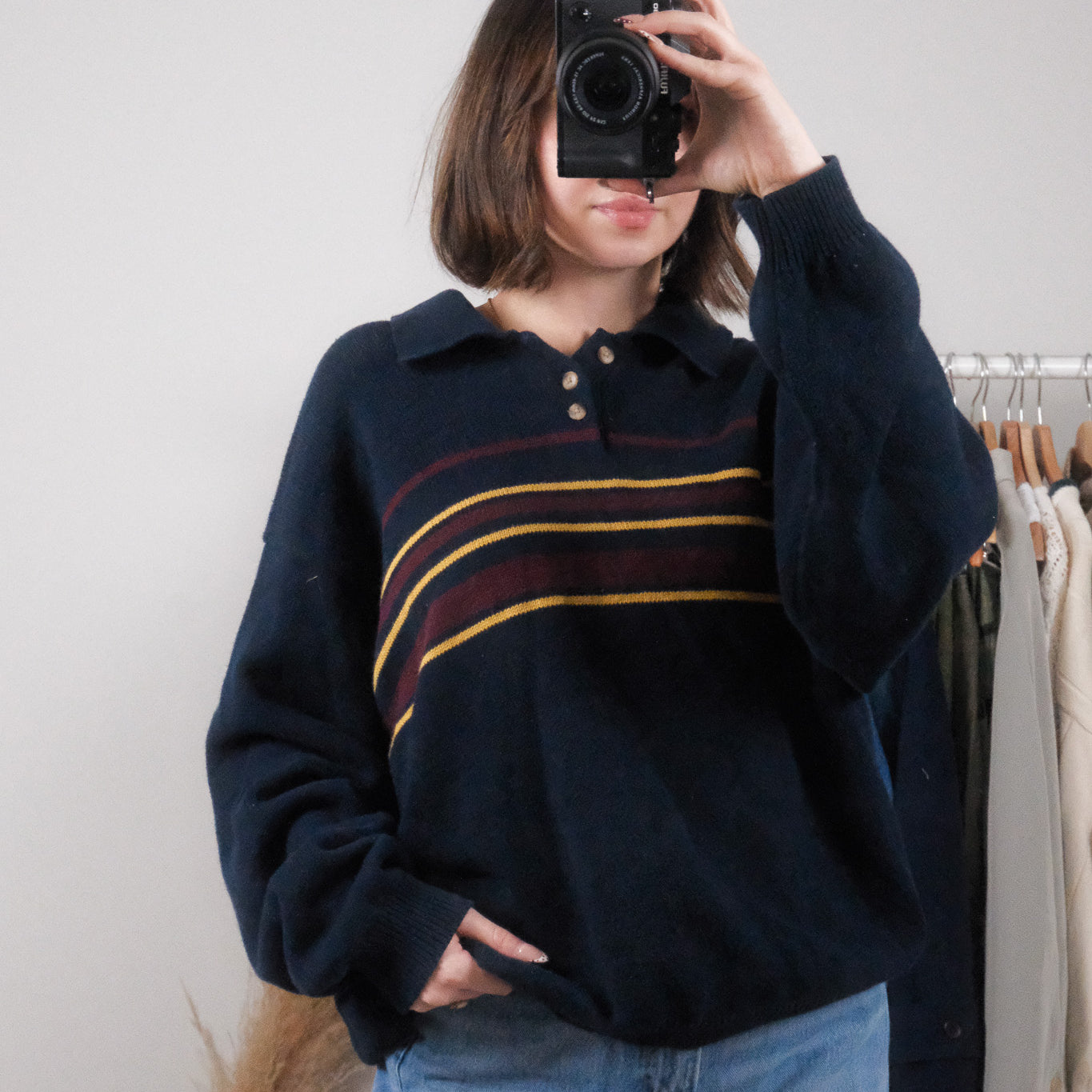 Vintage x Eddie Bauer x Cotton Striped Collared Knit (XXL)