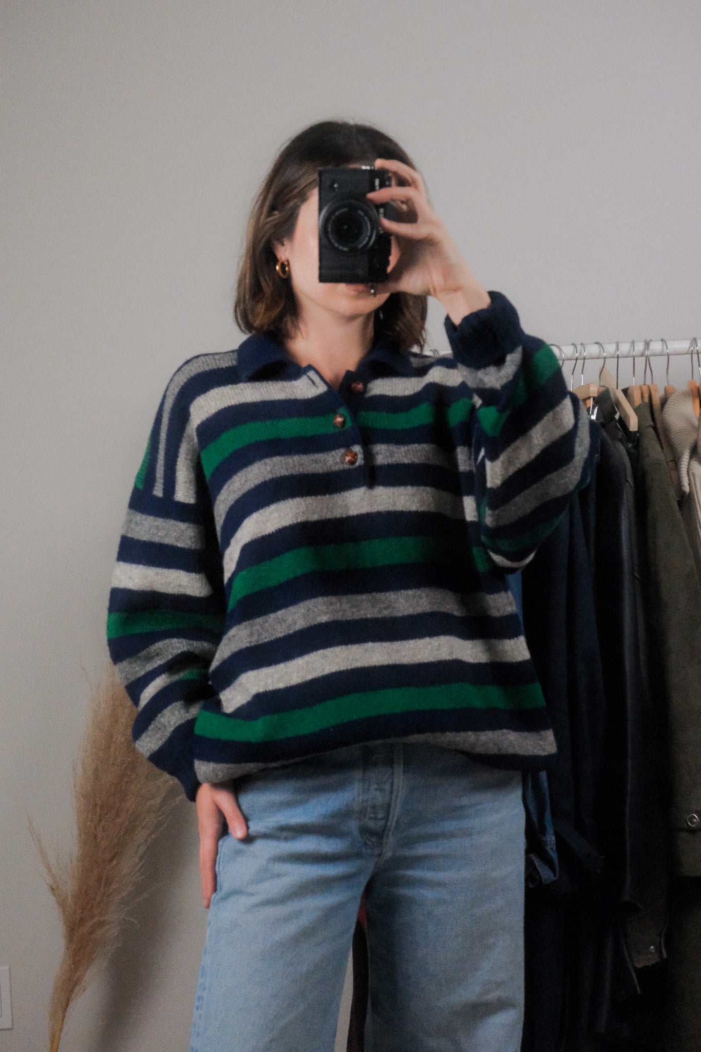 Made in Scotland x Vintage x Wool Striped Collared Knit (L/XL)