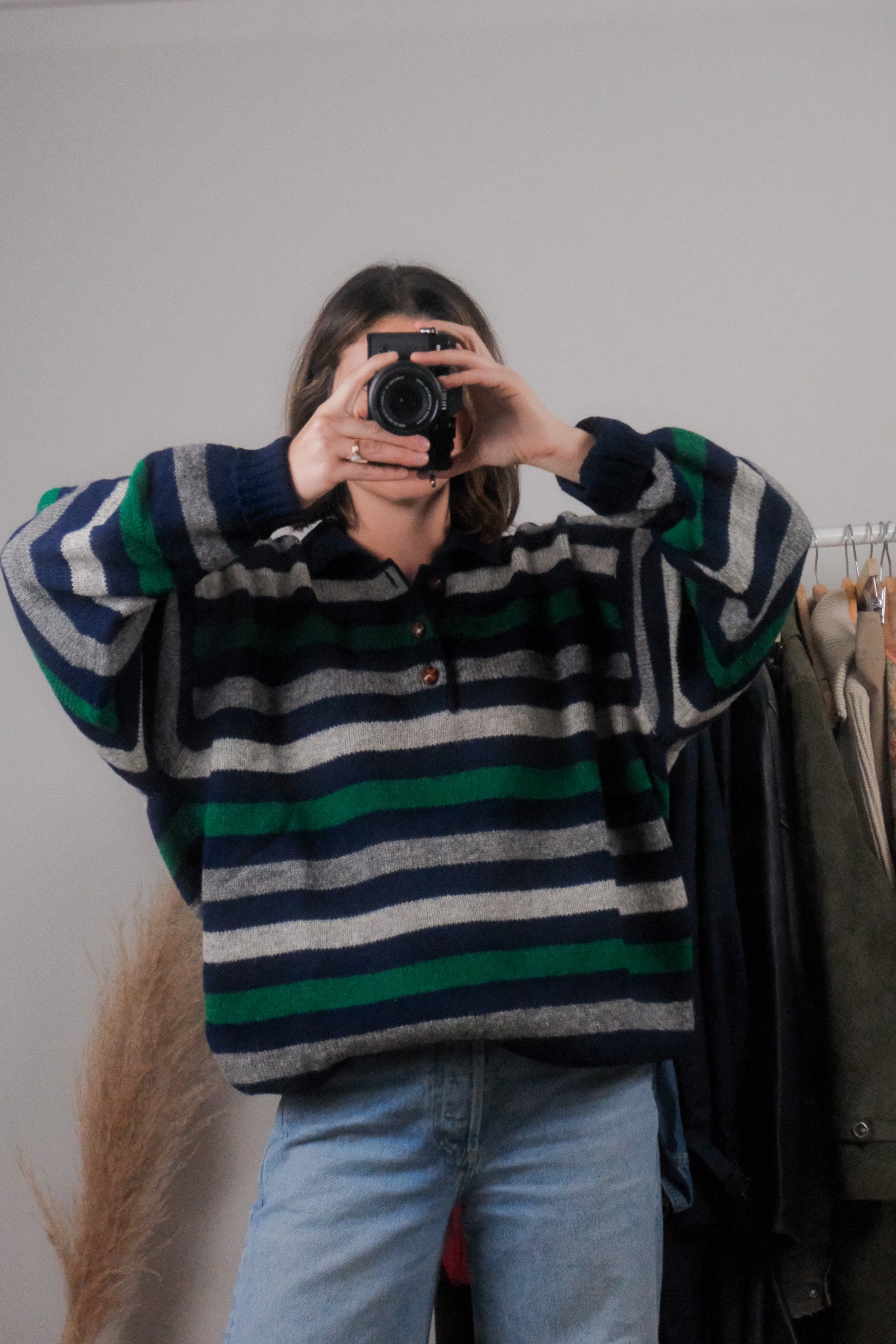 Made in Scotland x Vintage x Wool Striped Collared Knit (L/XL)