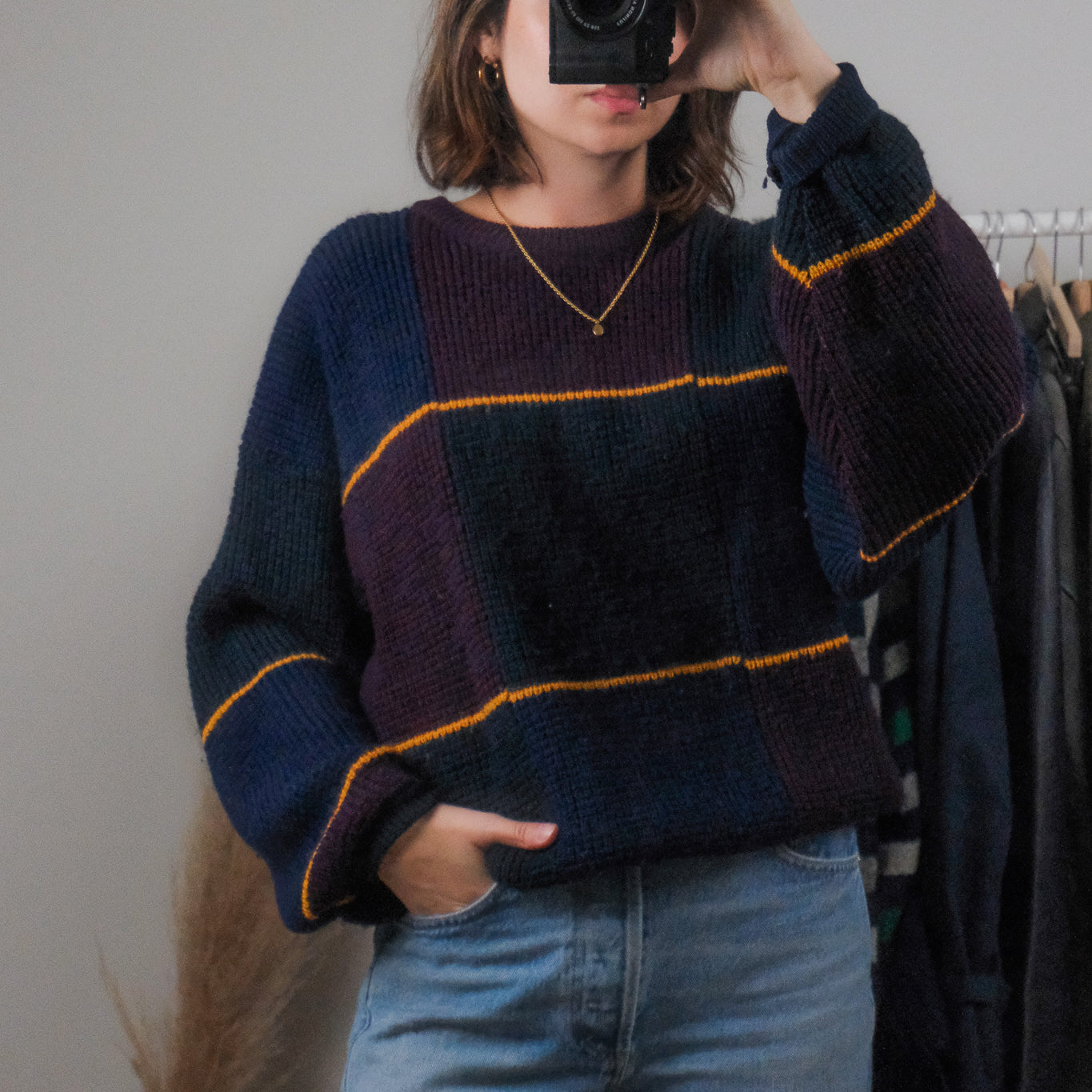 Vintage x Wool Checkered Knit (L)