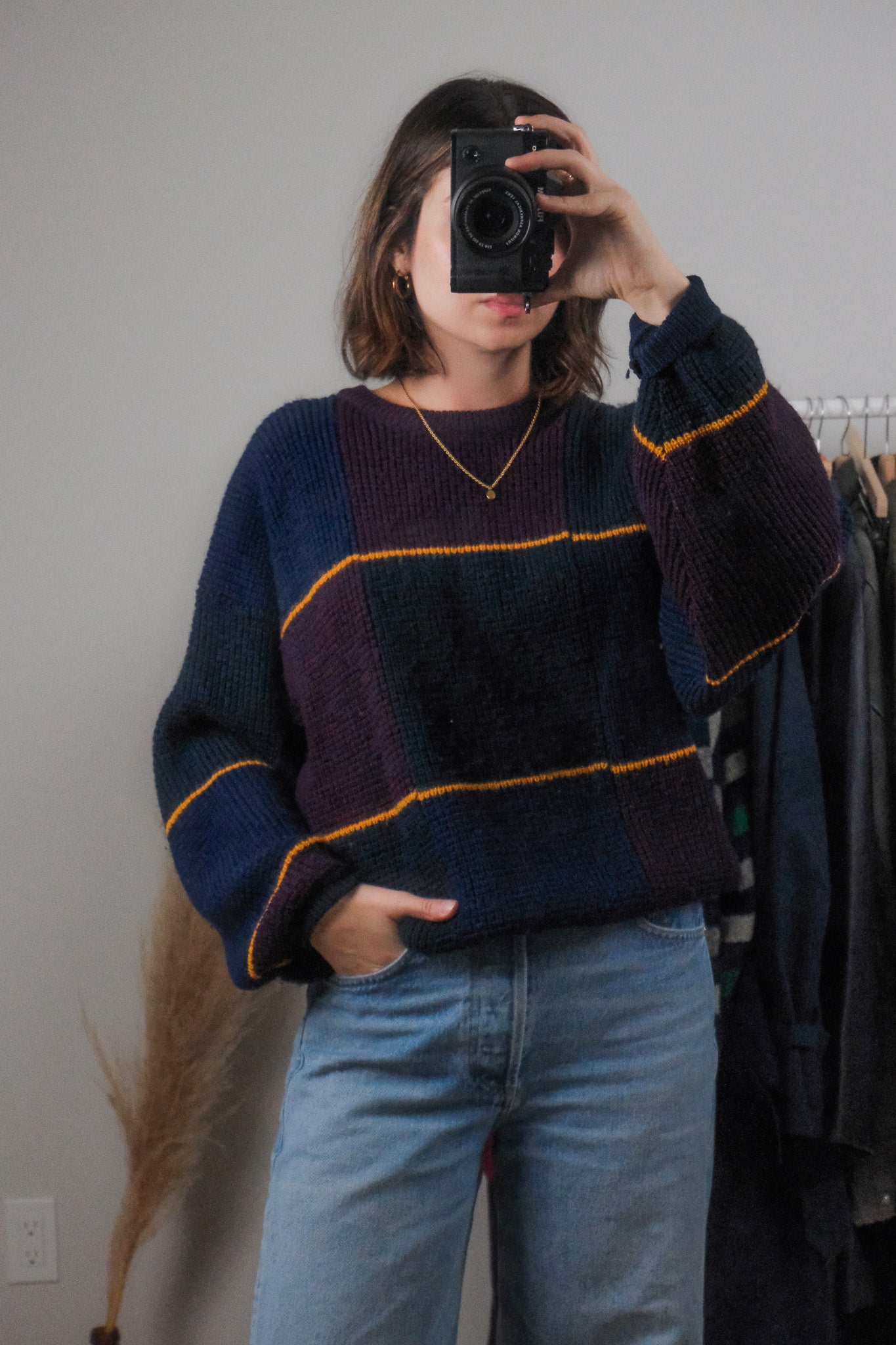 Vintage x Wool Checkered Knit (L)