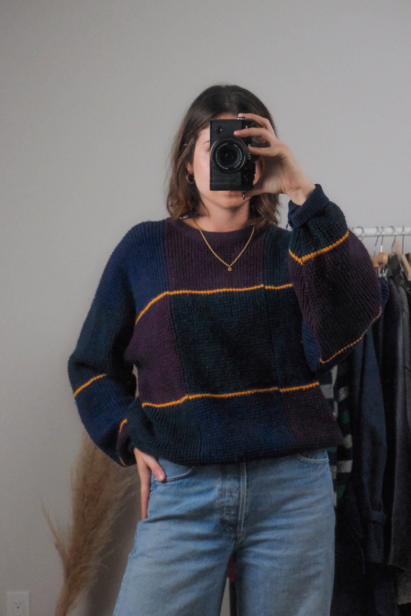 Vintage x Wool Checkered Knit (L)