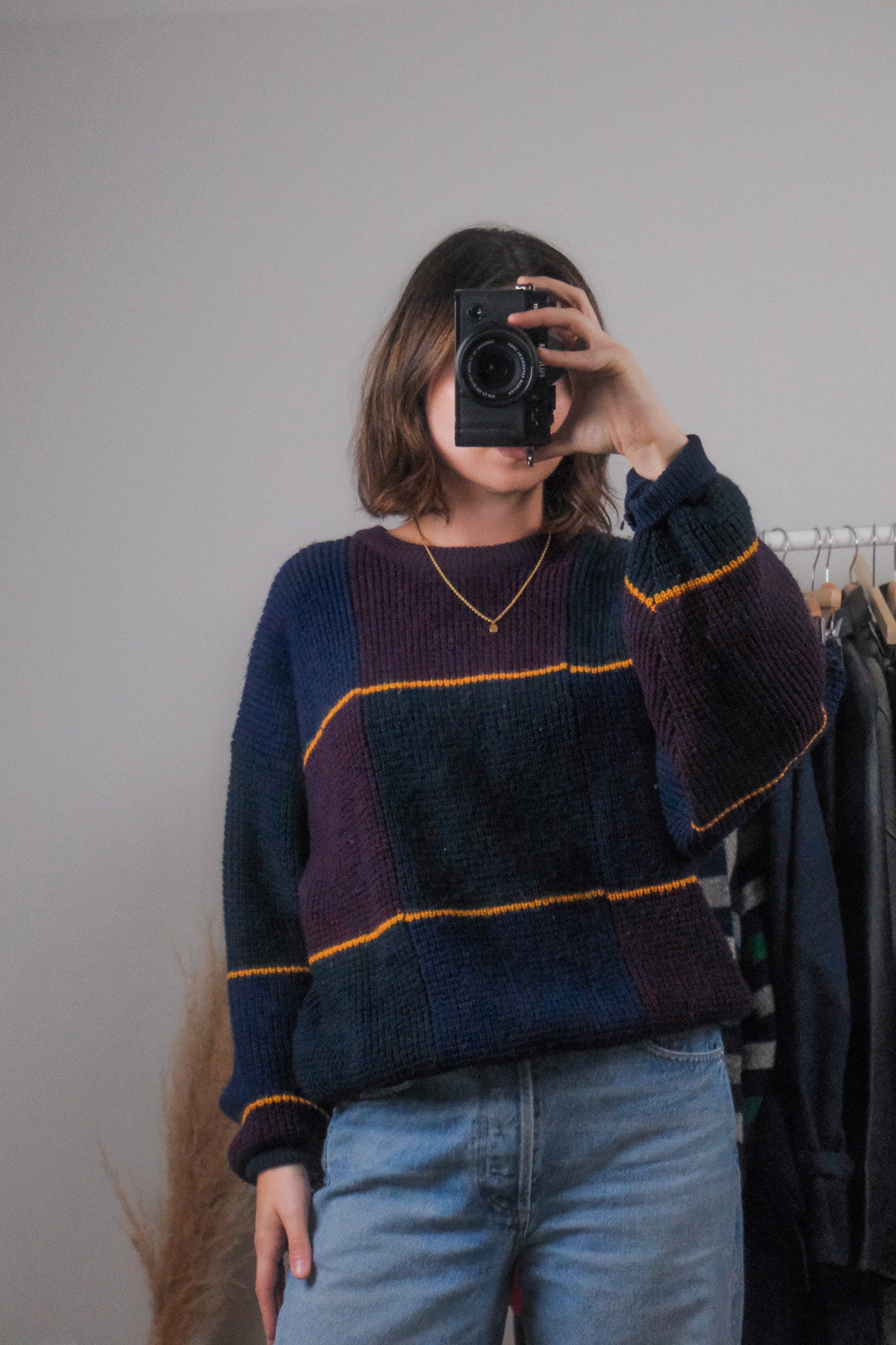 Vintage x Wool Checkered Knit (L)