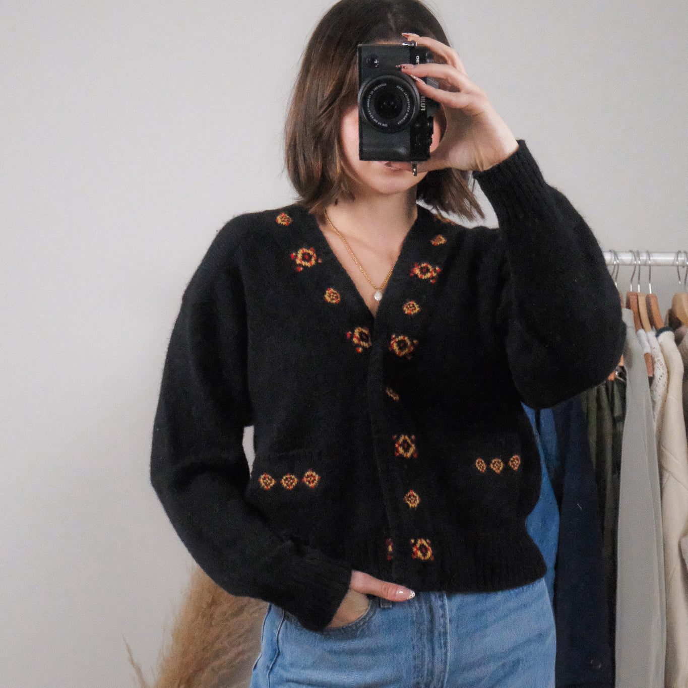 Vintage x Wool Patterned Cardigan (S)