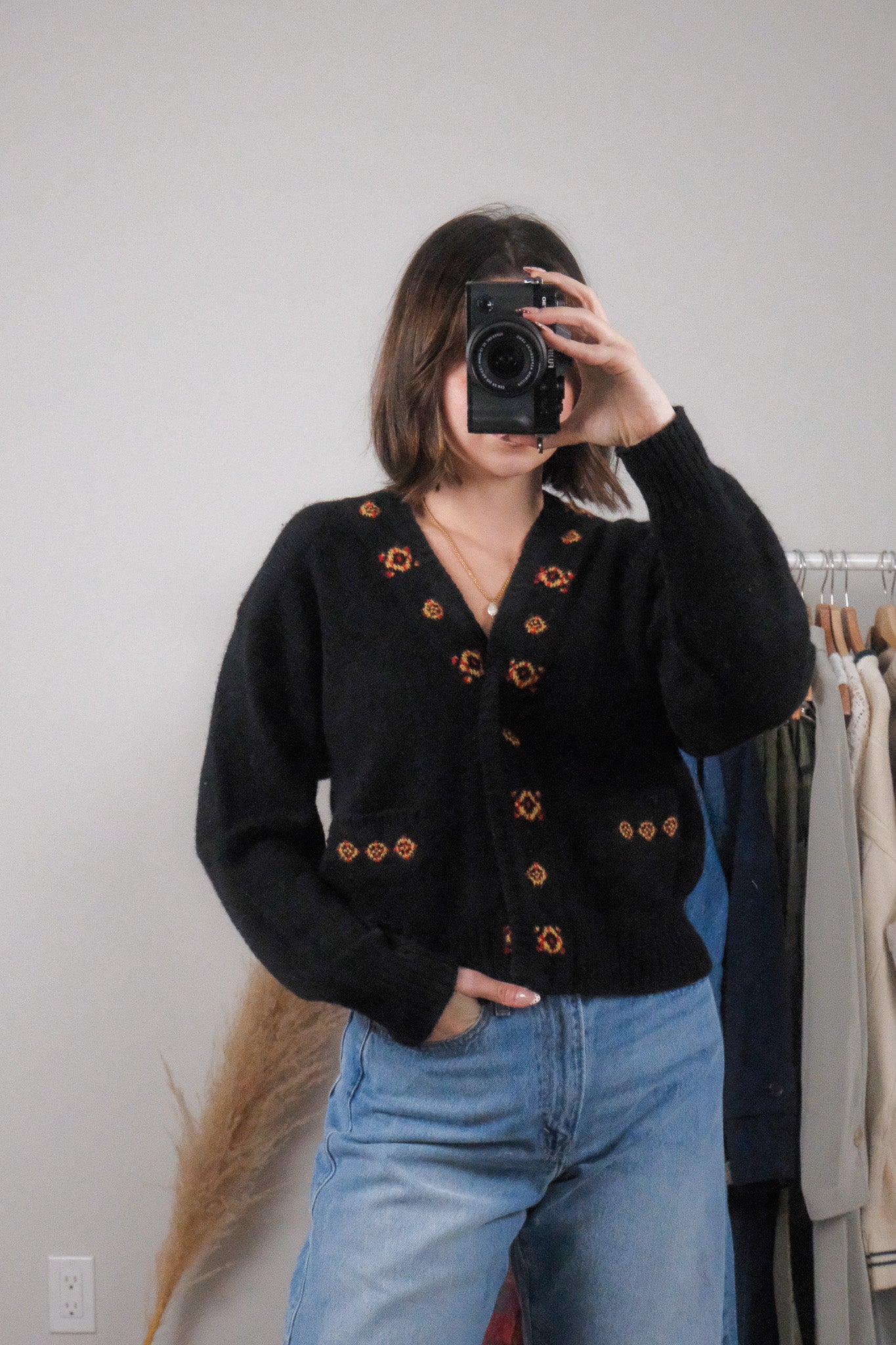 Vintage x Wool Patterned Cardigan (S)