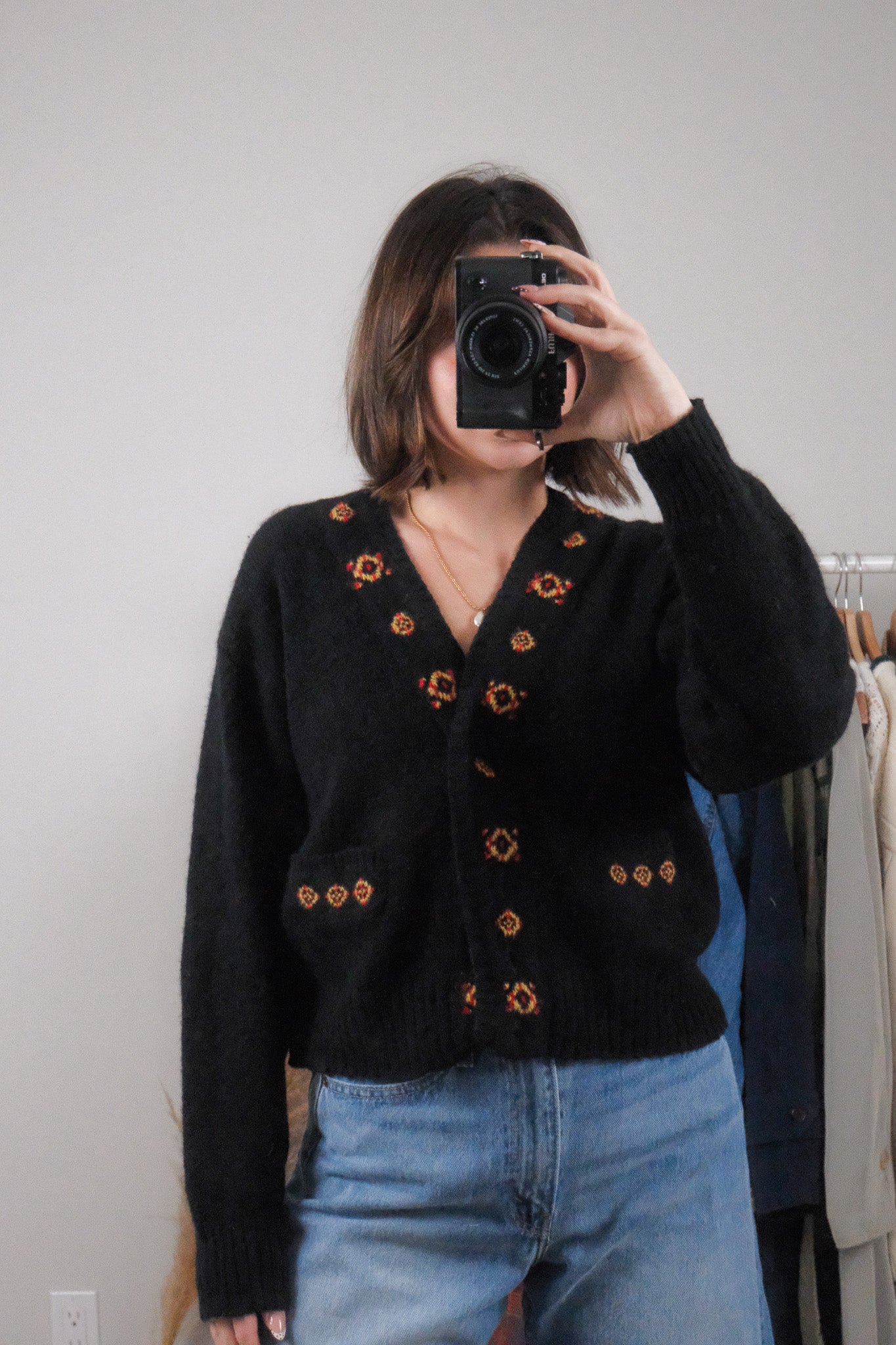 Vintage x Wool Patterned Cardigan (S)