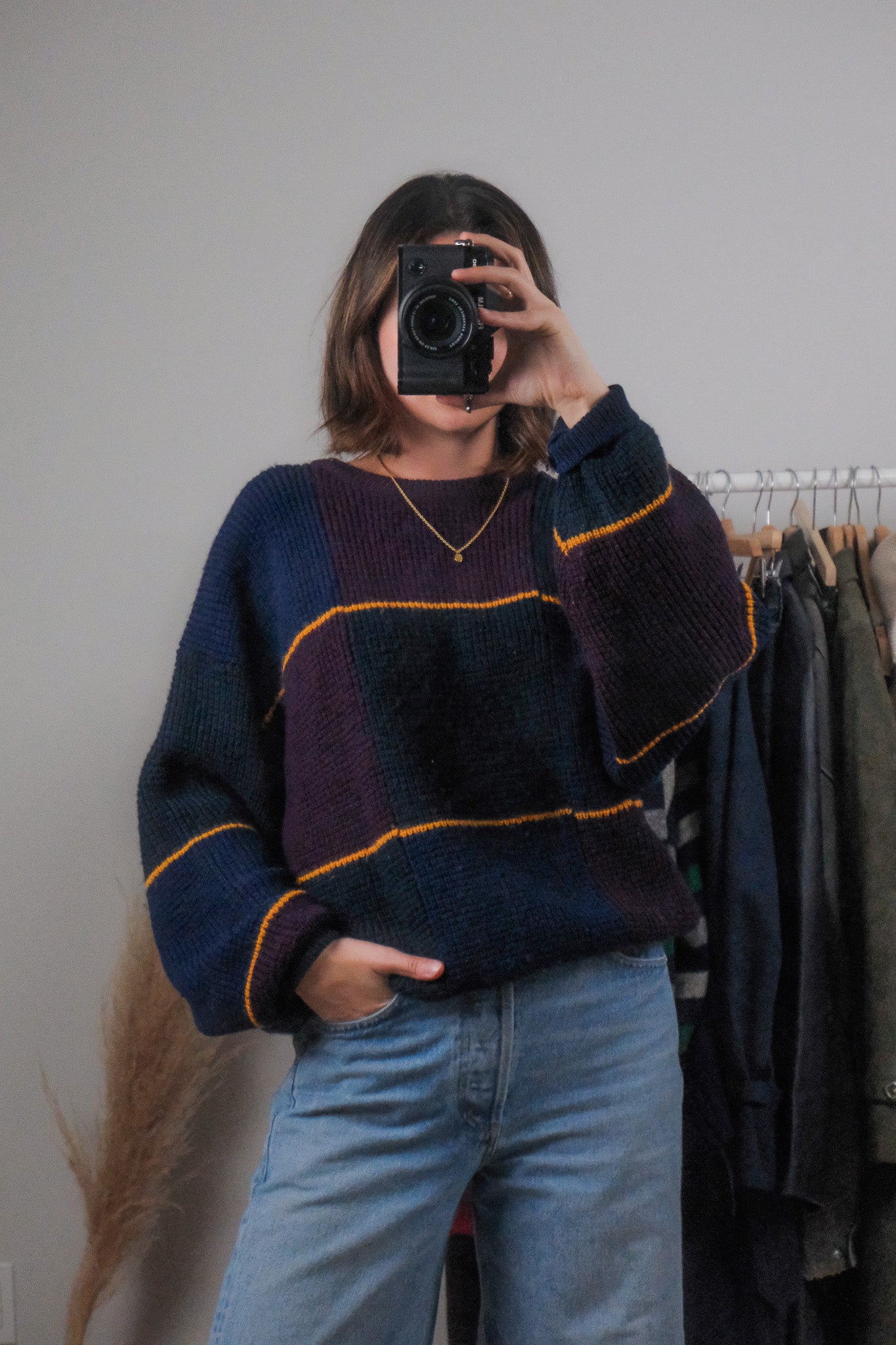 Vintage x Wool Checkered Knit (L)