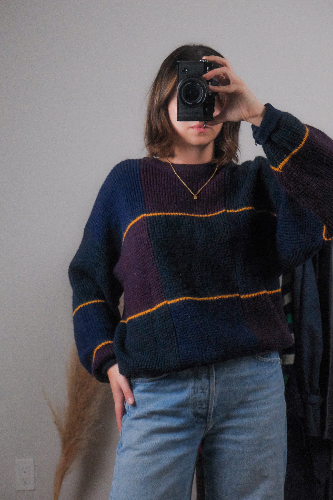 Vintage x Wool Checkered Knit (L)