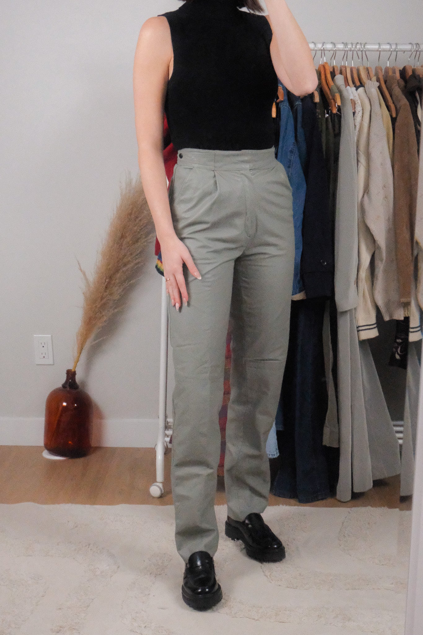 Vintage x Genuine Leather Pleated Pants (XS)