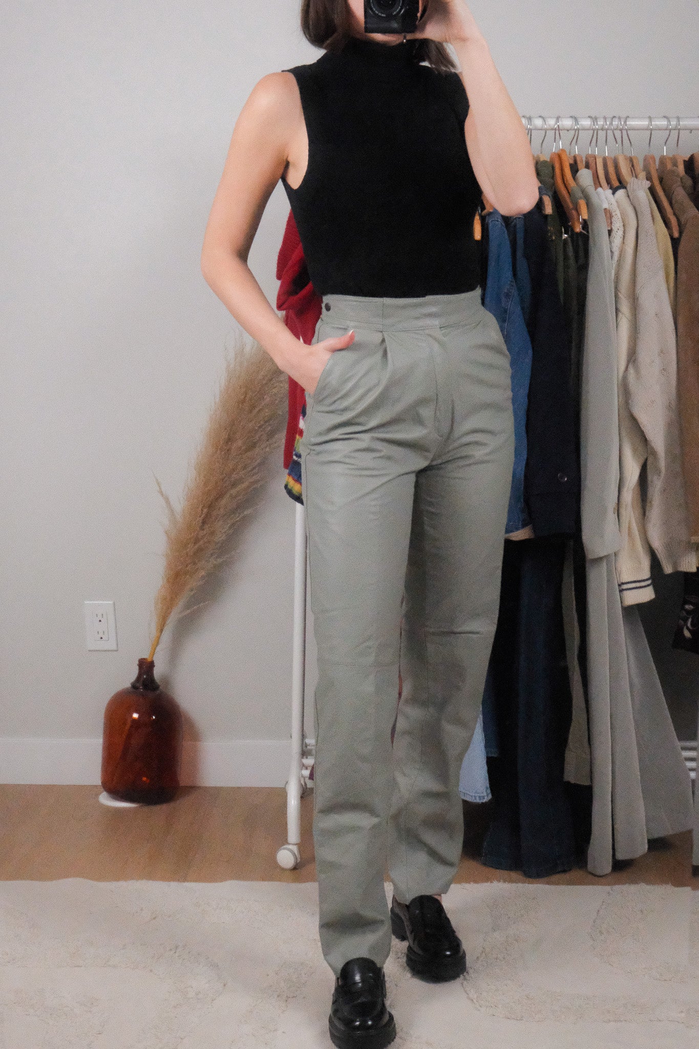 Vintage x Genuine Leather Pleated Pants (XS)