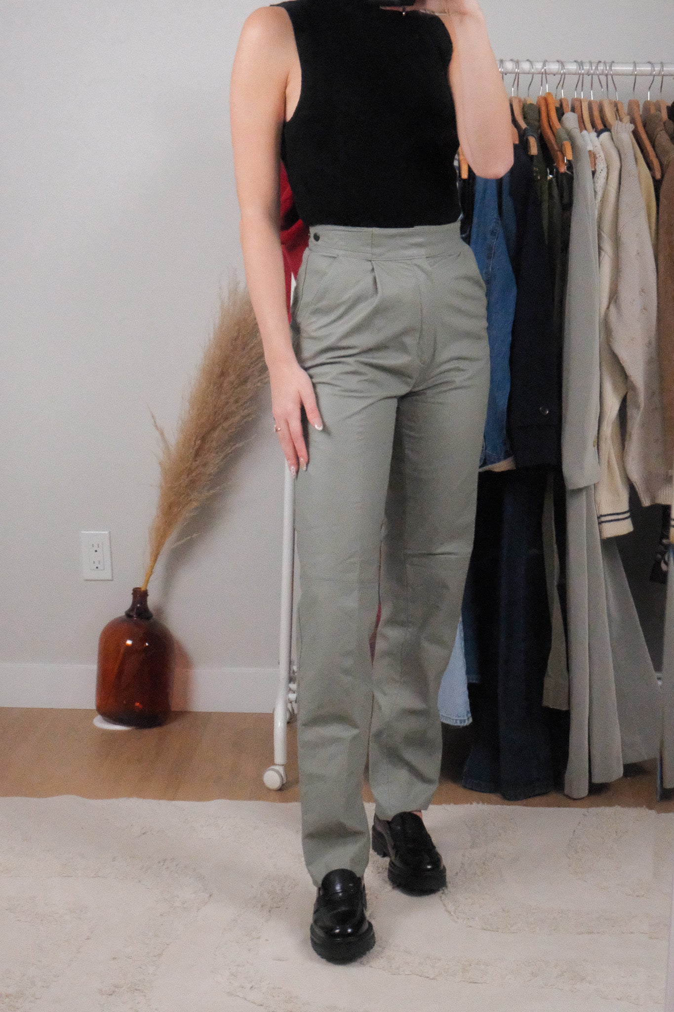 Vintage x Genuine Leather Pleated Pants (XS)