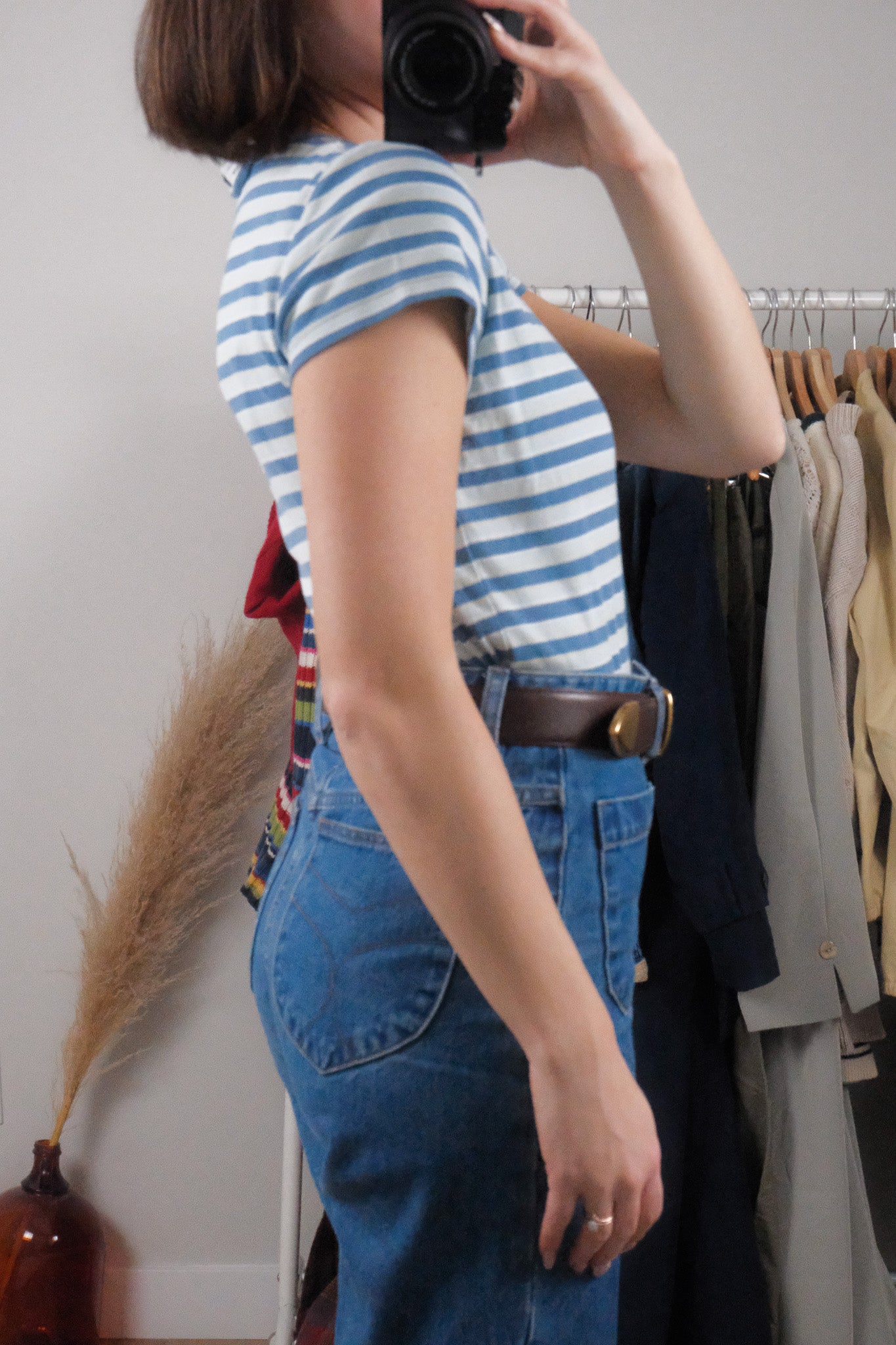 Vintage x Cotton Striped V-Neck T-Shirt (S/M)