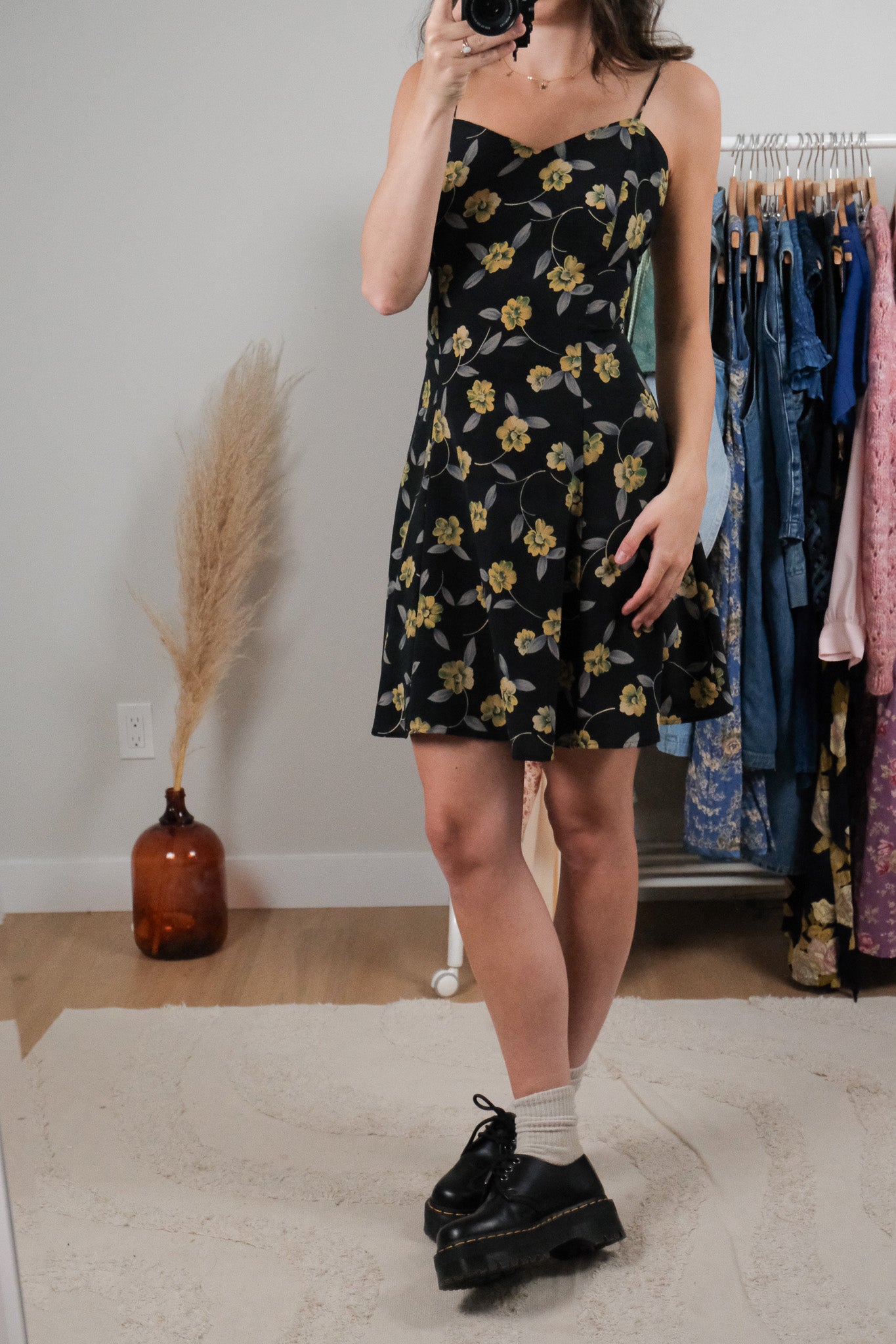 Made in USA x Vintage x Floral Mini Dress (L)