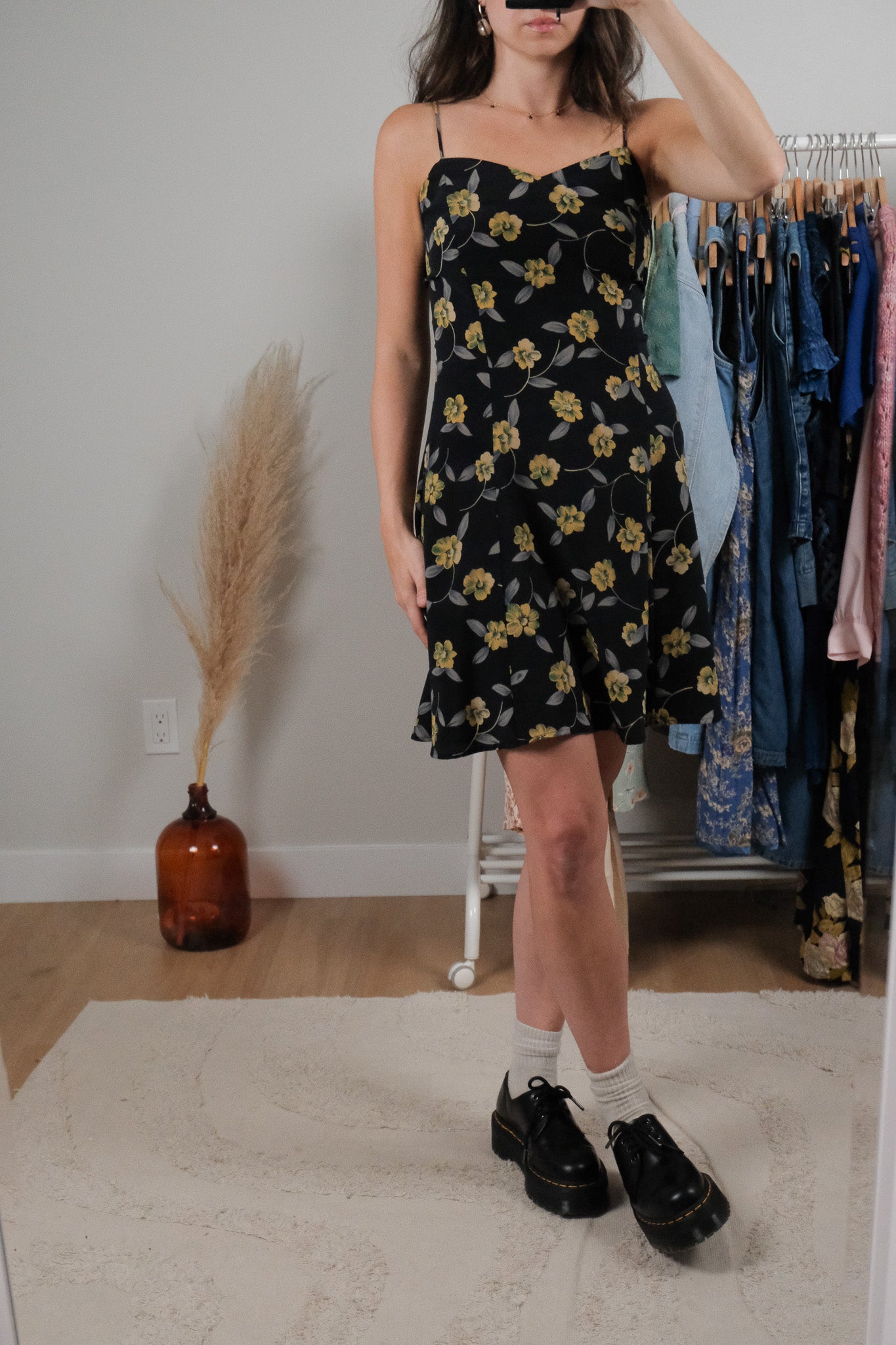 Made in USA x Vintage x Floral Mini Dress (L)