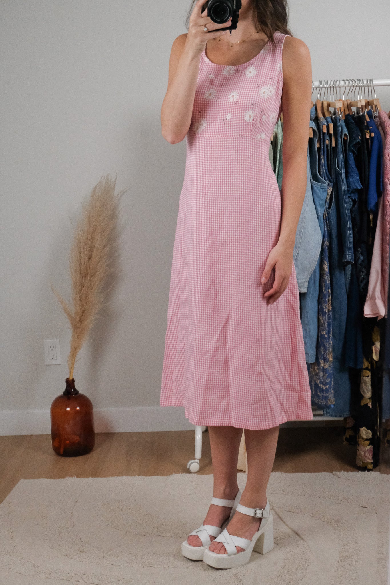Made in Canada x Vintage x Gingham Daisy Dress (8)