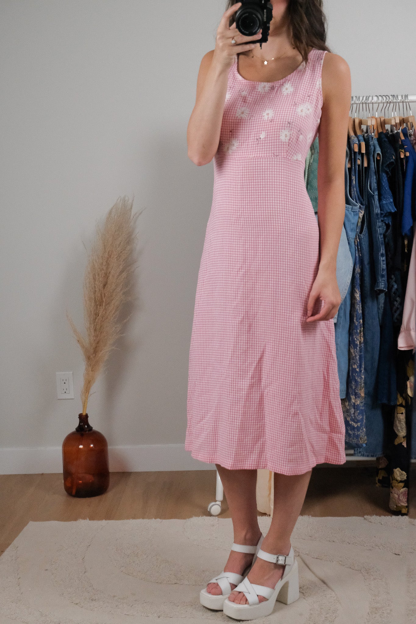 Made in Canada x Vintage x Gingham Daisy Dress (8)