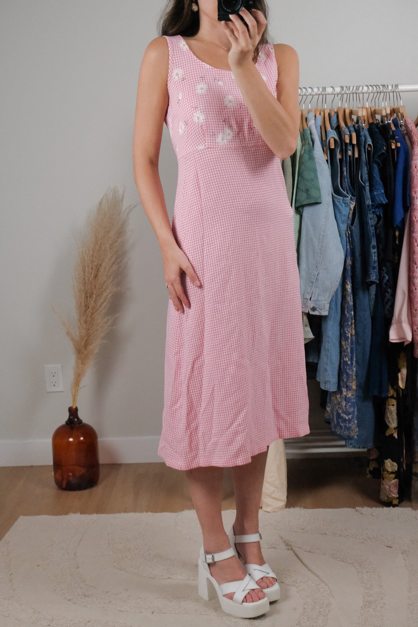 Made in Canada x Vintage x Gingham Daisy Dress (8)
