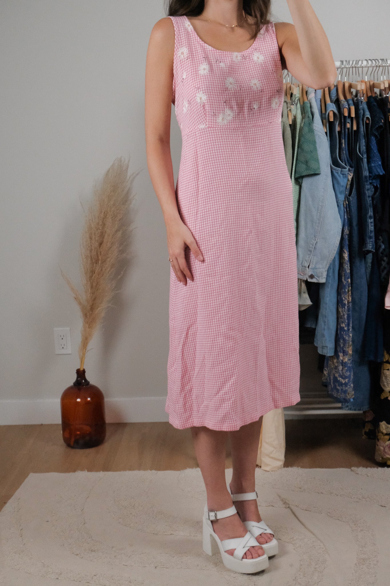 Made in Canada x Vintage x Gingham Daisy Dress (8)