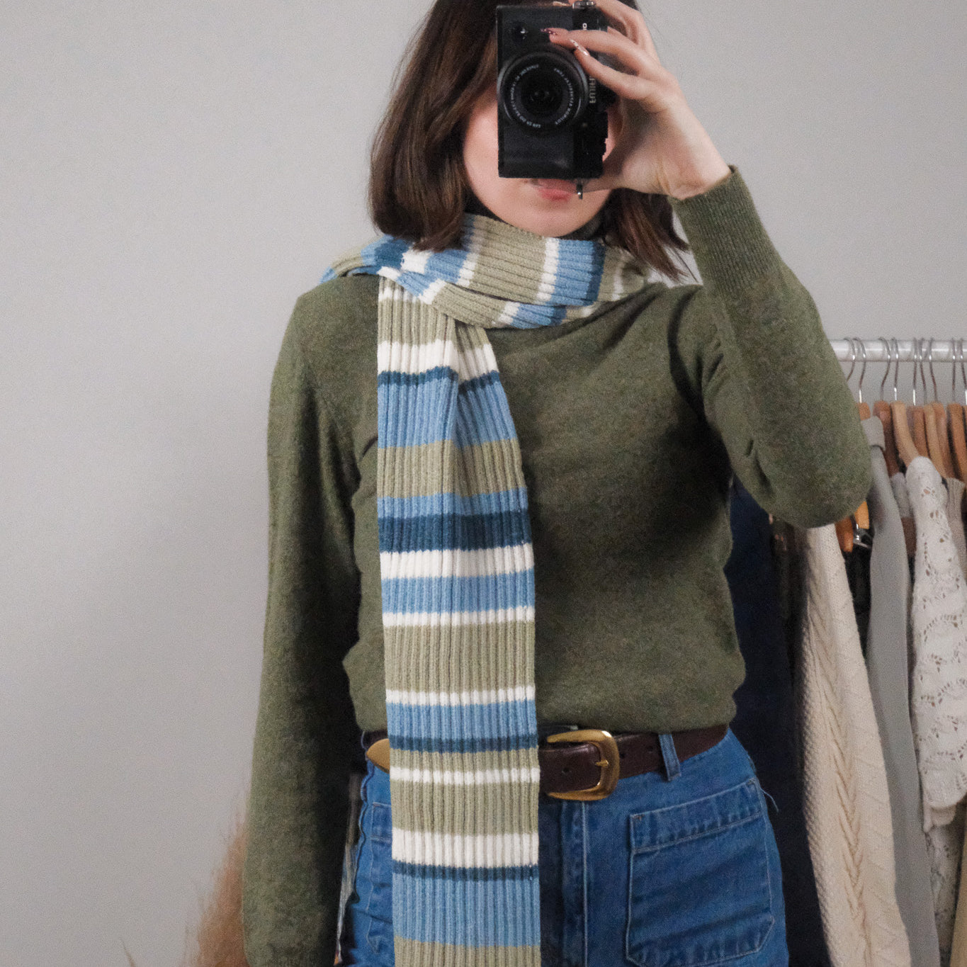 Vintage x Striped Skinny Scarf