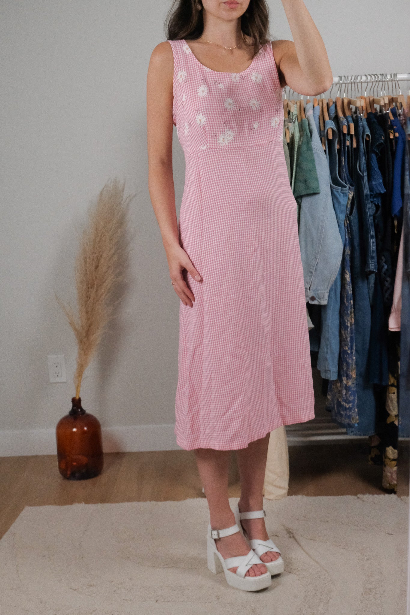Made in Canada x Vintage x Gingham Daisy Dress (8)