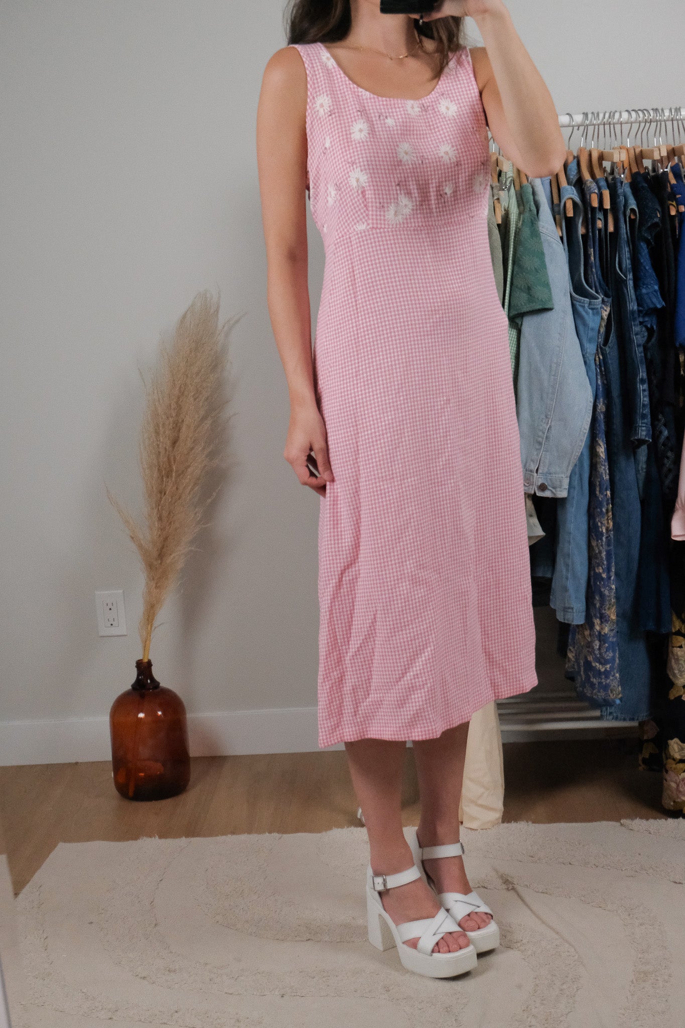 Made in Canada x Vintage x Gingham Daisy Dress (8)