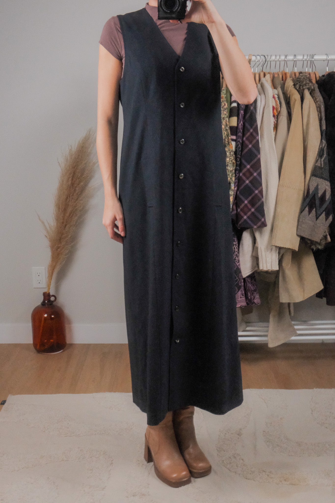 Vintage x Wool Blend Button Maxi Dress (6/8)