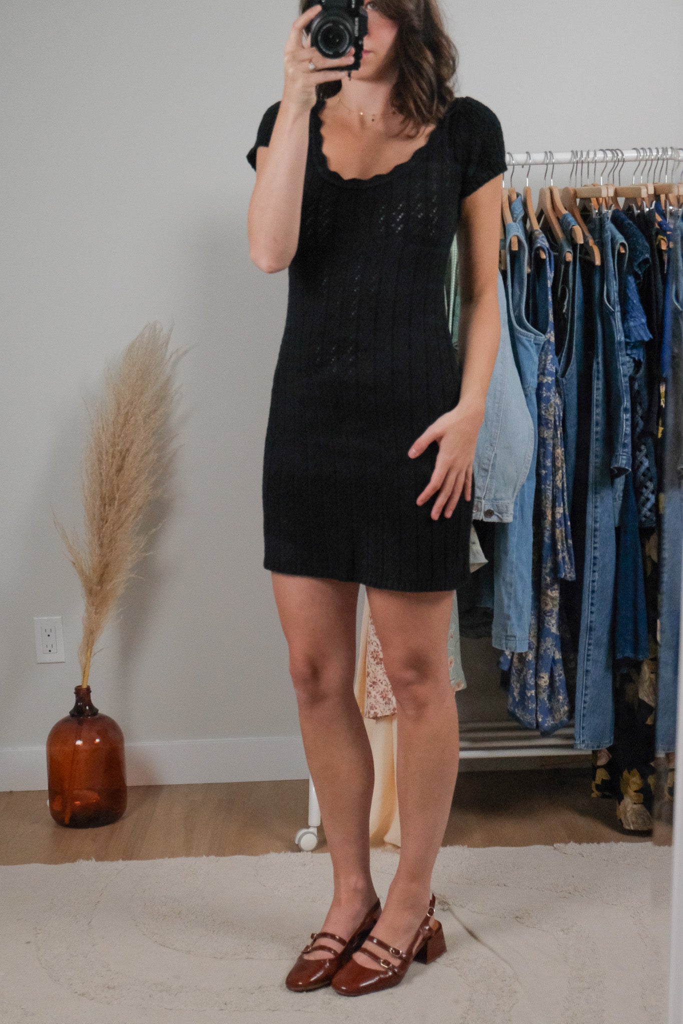 Made in USA x Vintage x Pointelle Knit Dress (XS-S)