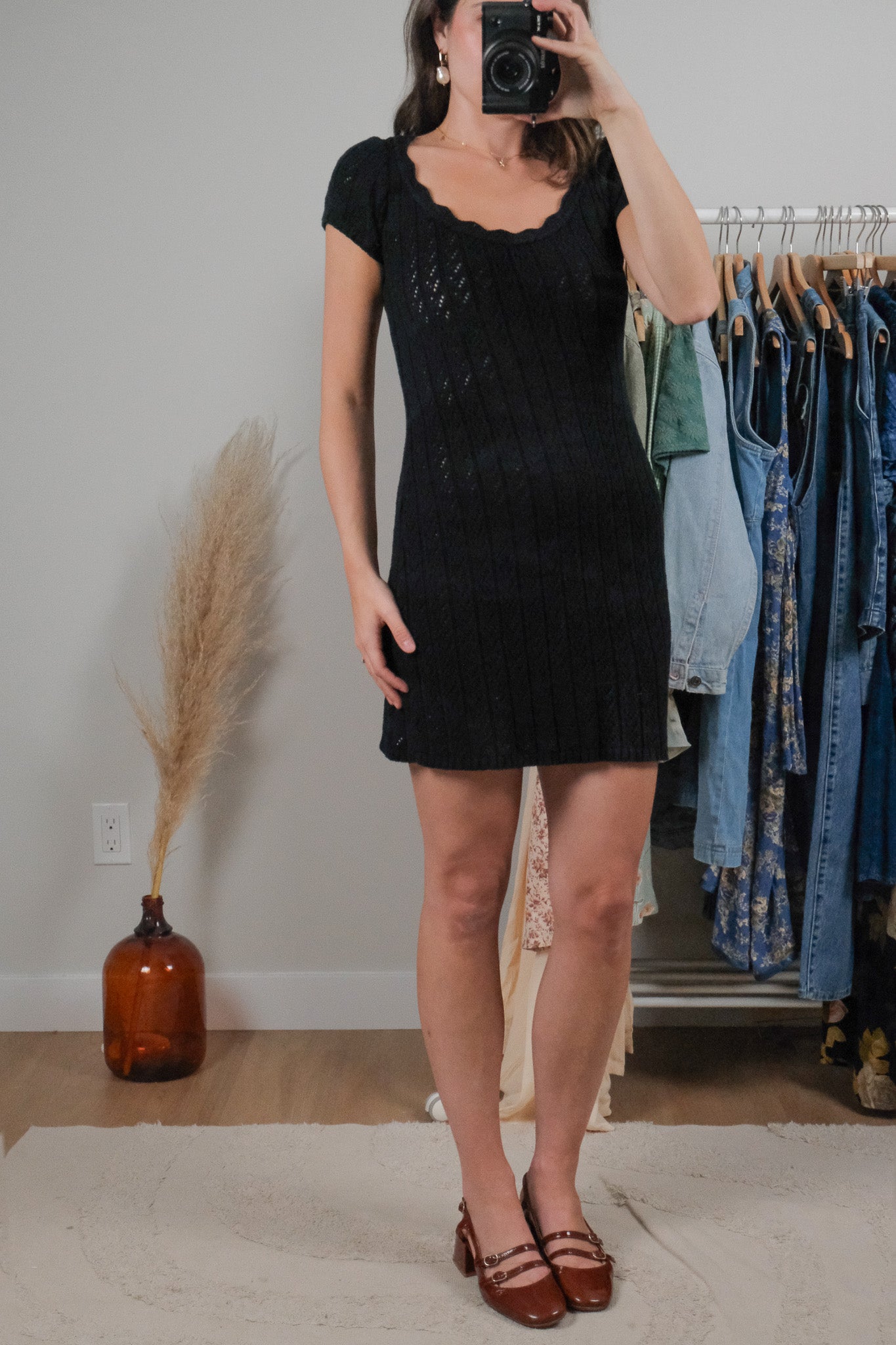 Made in USA x Vintage x Pointelle Knit Dress (XS-S)
