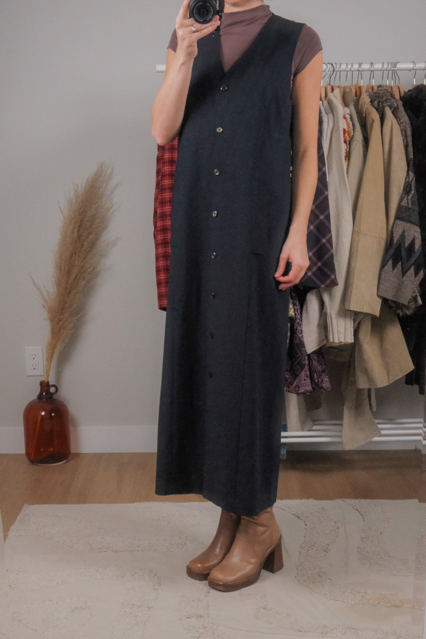 Vintage x Wool Blend Button Maxi Dress (6/8)