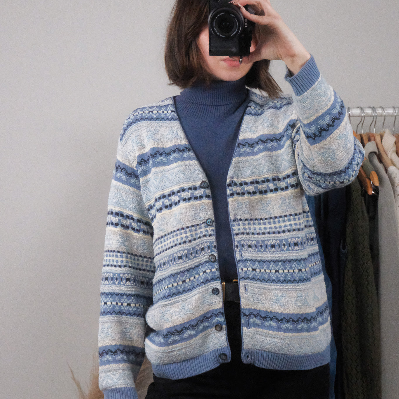 Made in Canada x Vintage x Textured/Patterned Cardigan (S)