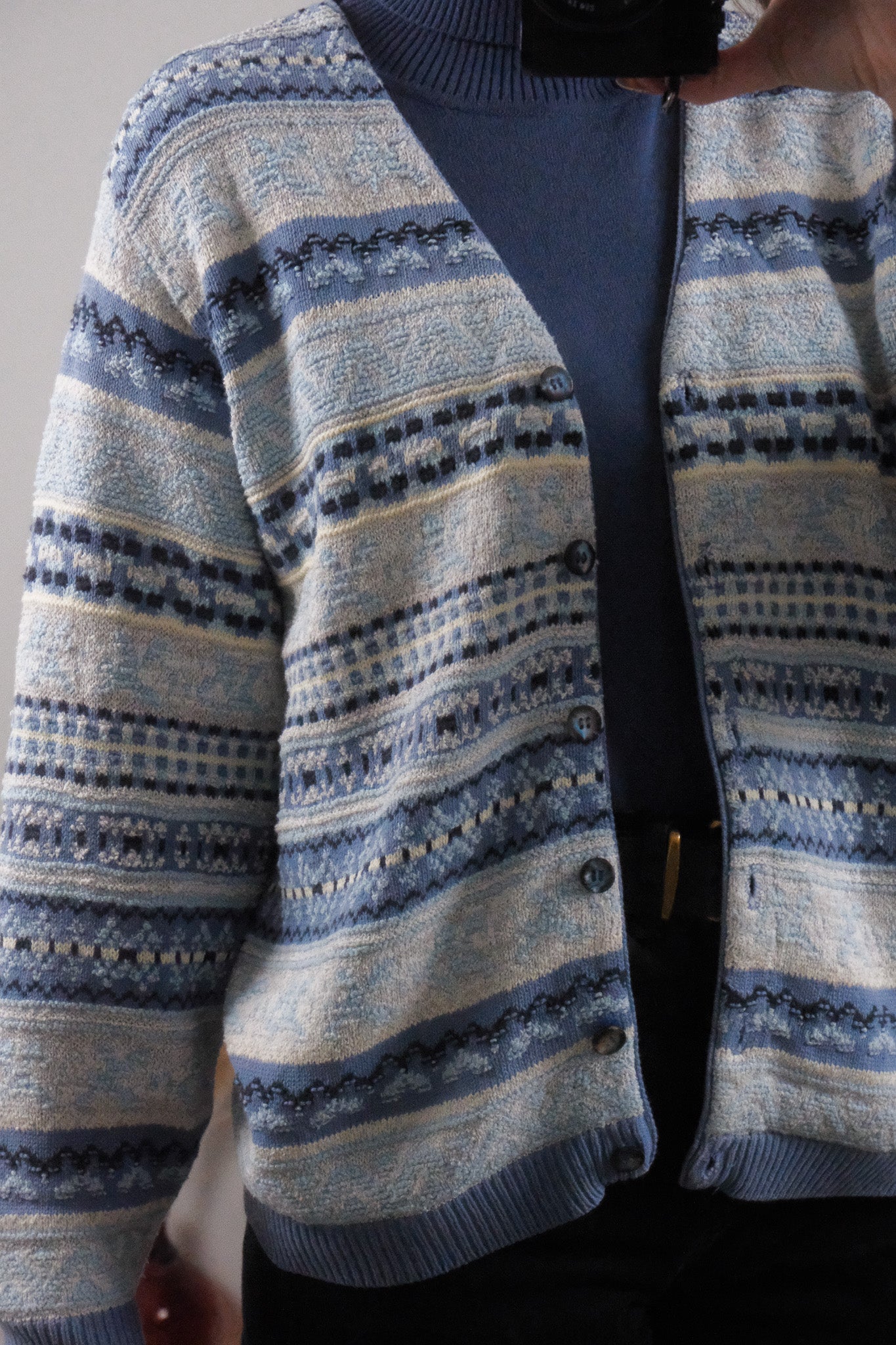 Made in Canada x Vintage x Textured/Patterned Cardigan (S)