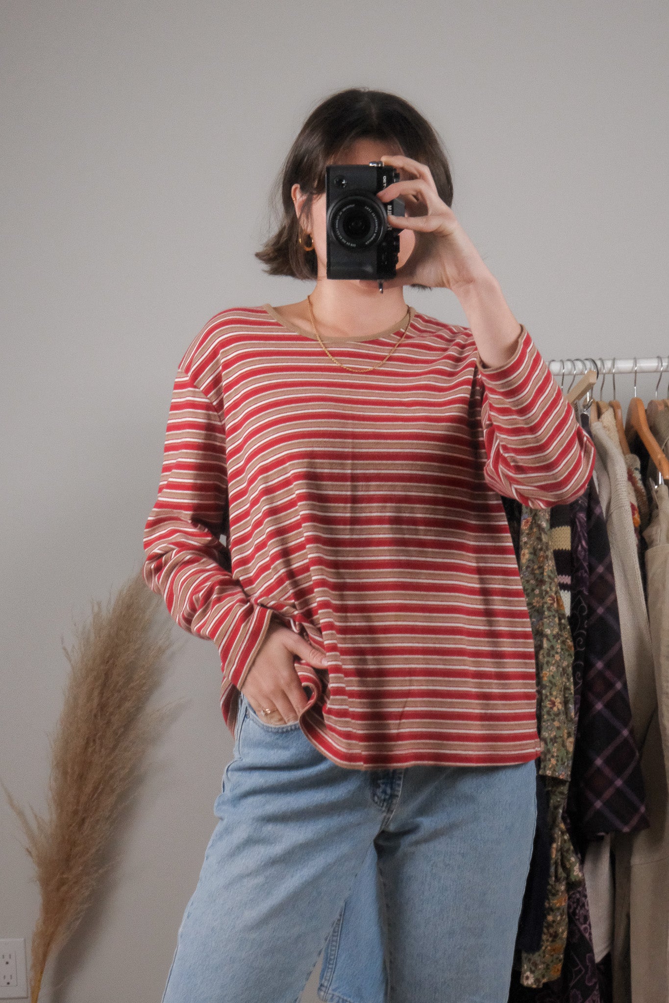 Vintage x Cotton Striped Long Sleeve Top (XL)