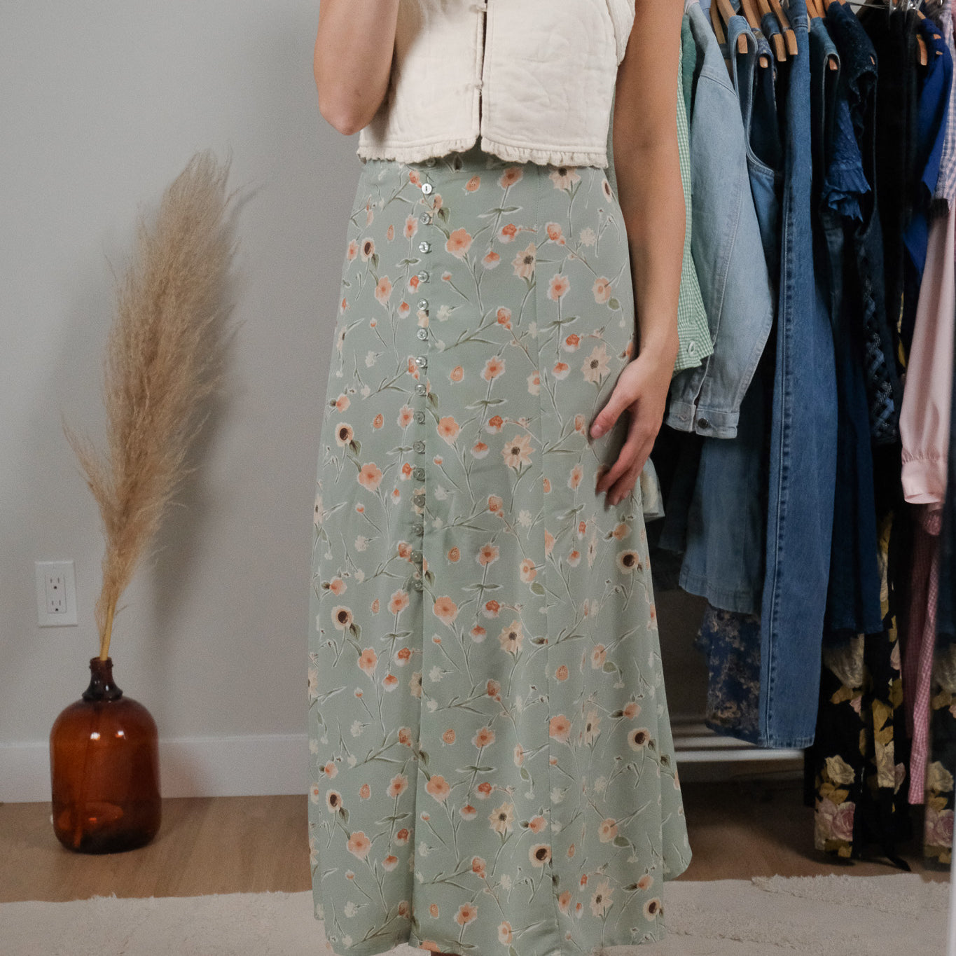 Made in Canada x Vintage x Floral Maxi Skirt (14/16)