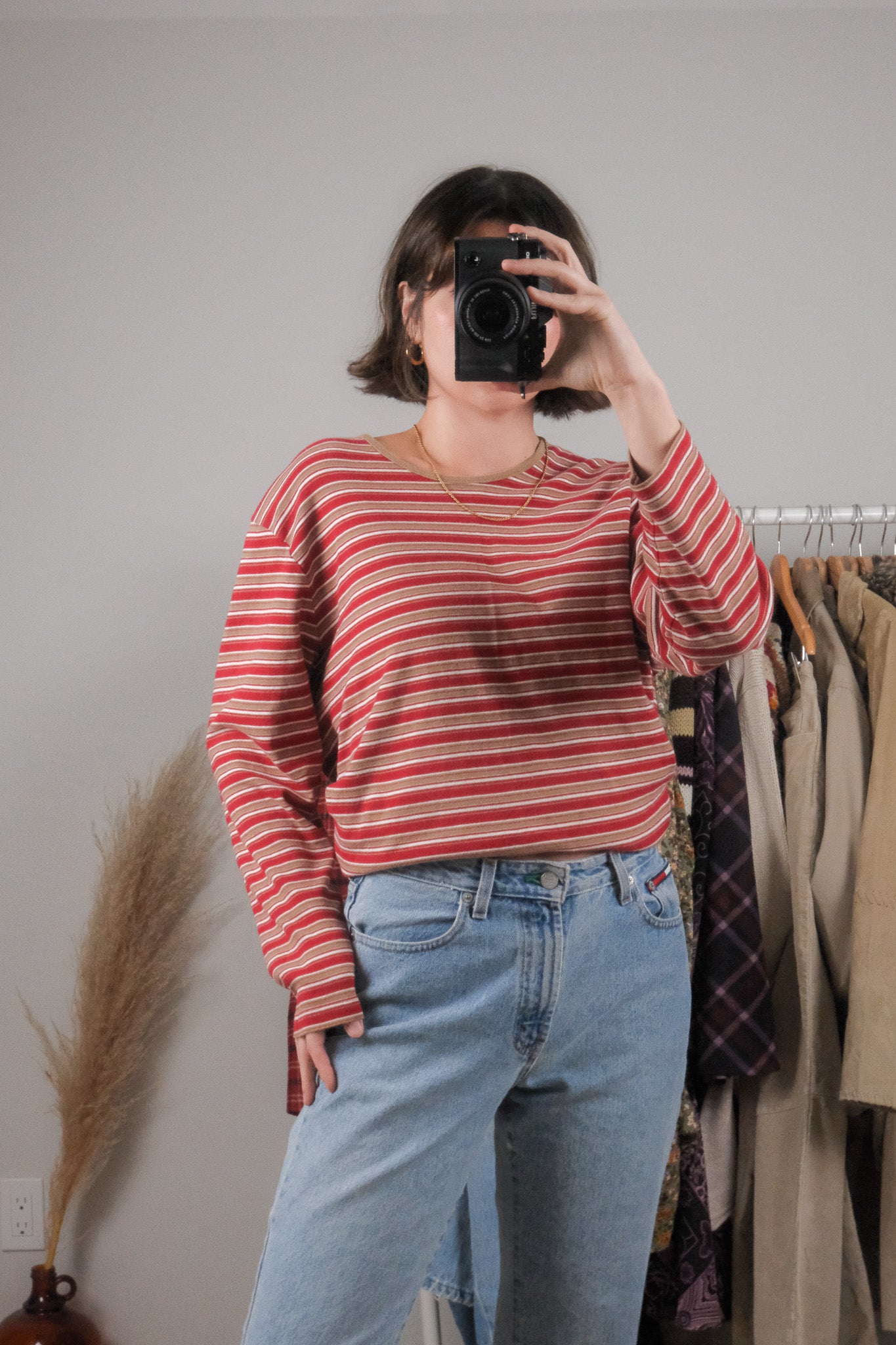 Vintage x Cotton Striped Long Sleeve Top (XL)