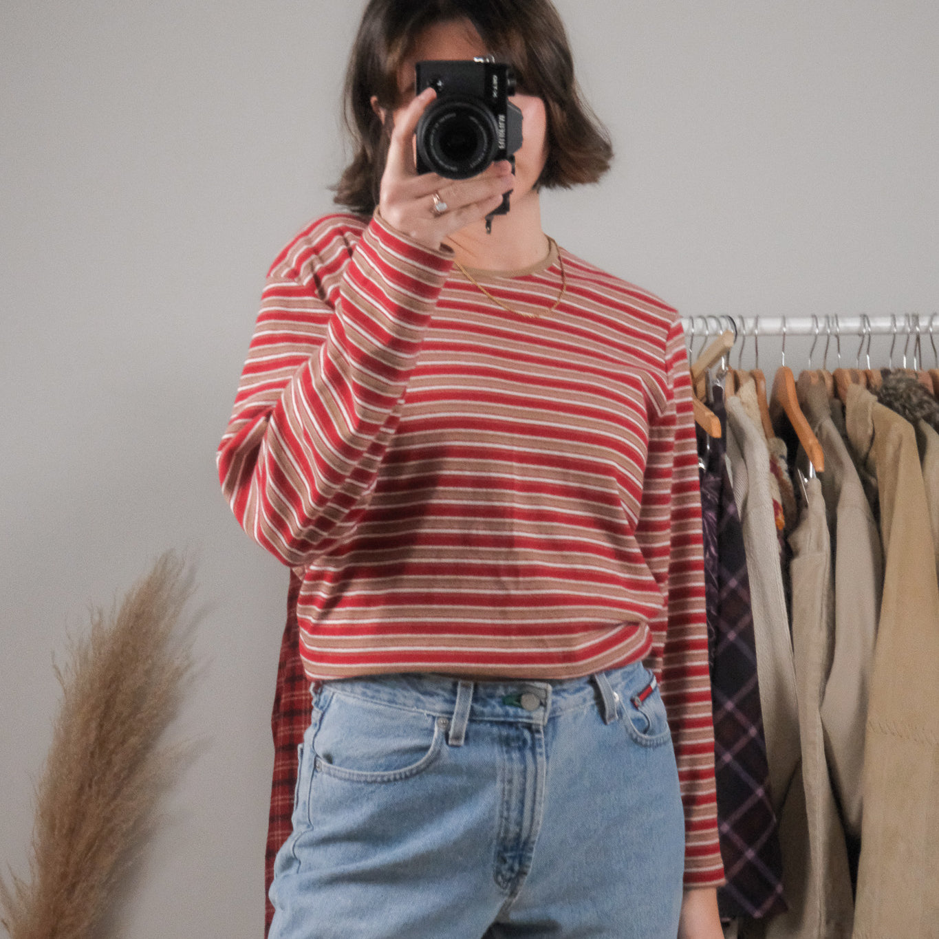 Vintage x Cotton Striped Long Sleeve Top (XL)