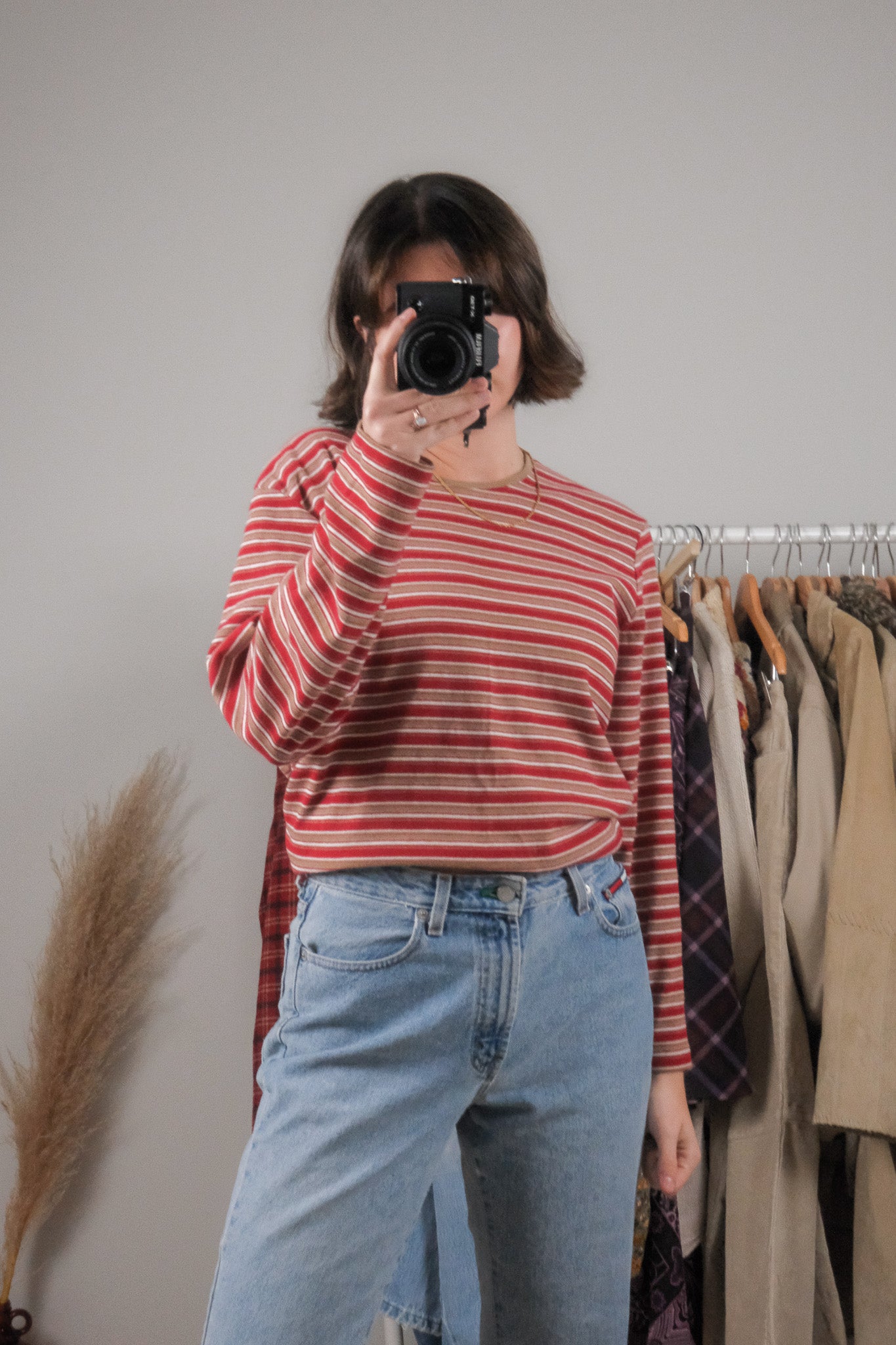 Vintage x Cotton Striped Long Sleeve Top (XL)