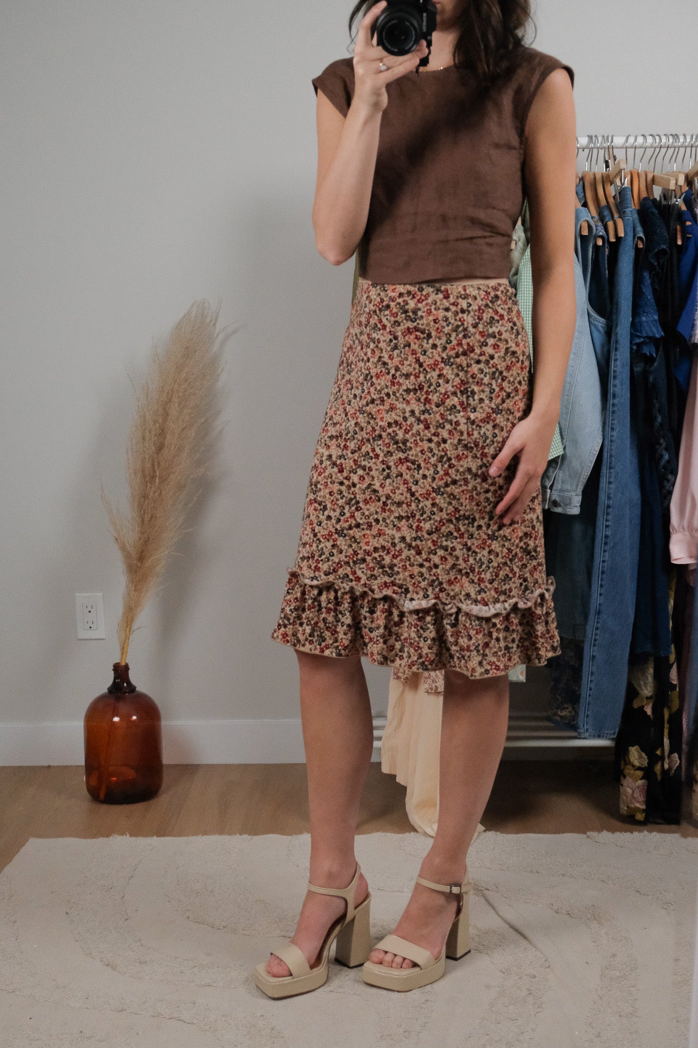 Made in USA x Vintage x Floral Midi Skrit (6)